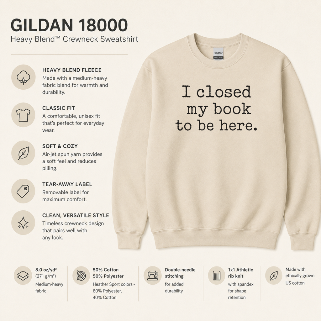 I Closed My Book to Be Here Sweatshirt, Book Lover Crewneck, Reader Gift, Cozy Reading Pullover