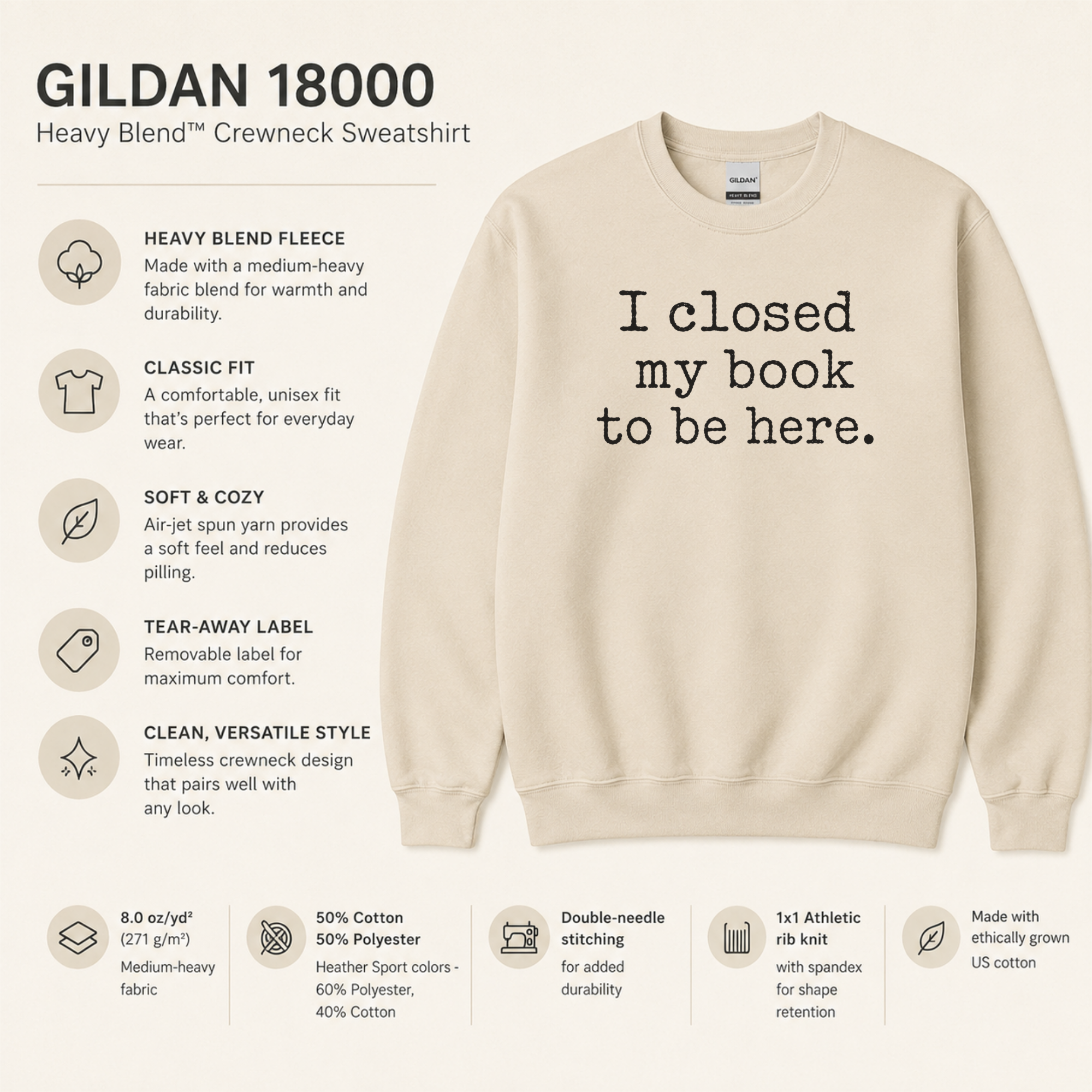 I Closed My Book to Be Here Sweatshirt, Book Lover Crewneck, Reader Gift, Cozy Reading Pullover