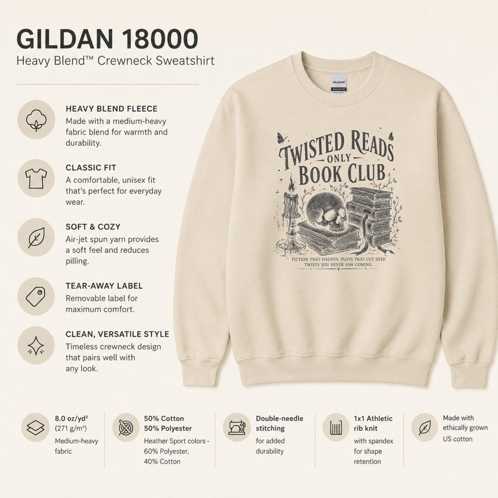 Twisted Reads Only Book Club Sweatshirt, Gothic Book Lover Crewneck, Thriller Reader Gift, Dark Academia Sweatshirt