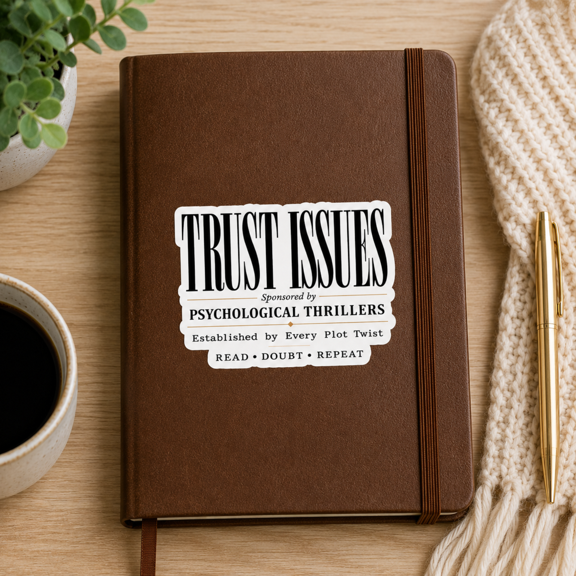 Trust Issues Sticker, Psychological Thriller Sticker, Mystery Reader Gift, Book Lover Sticker, Laptop Sticker, Kindle Sticker