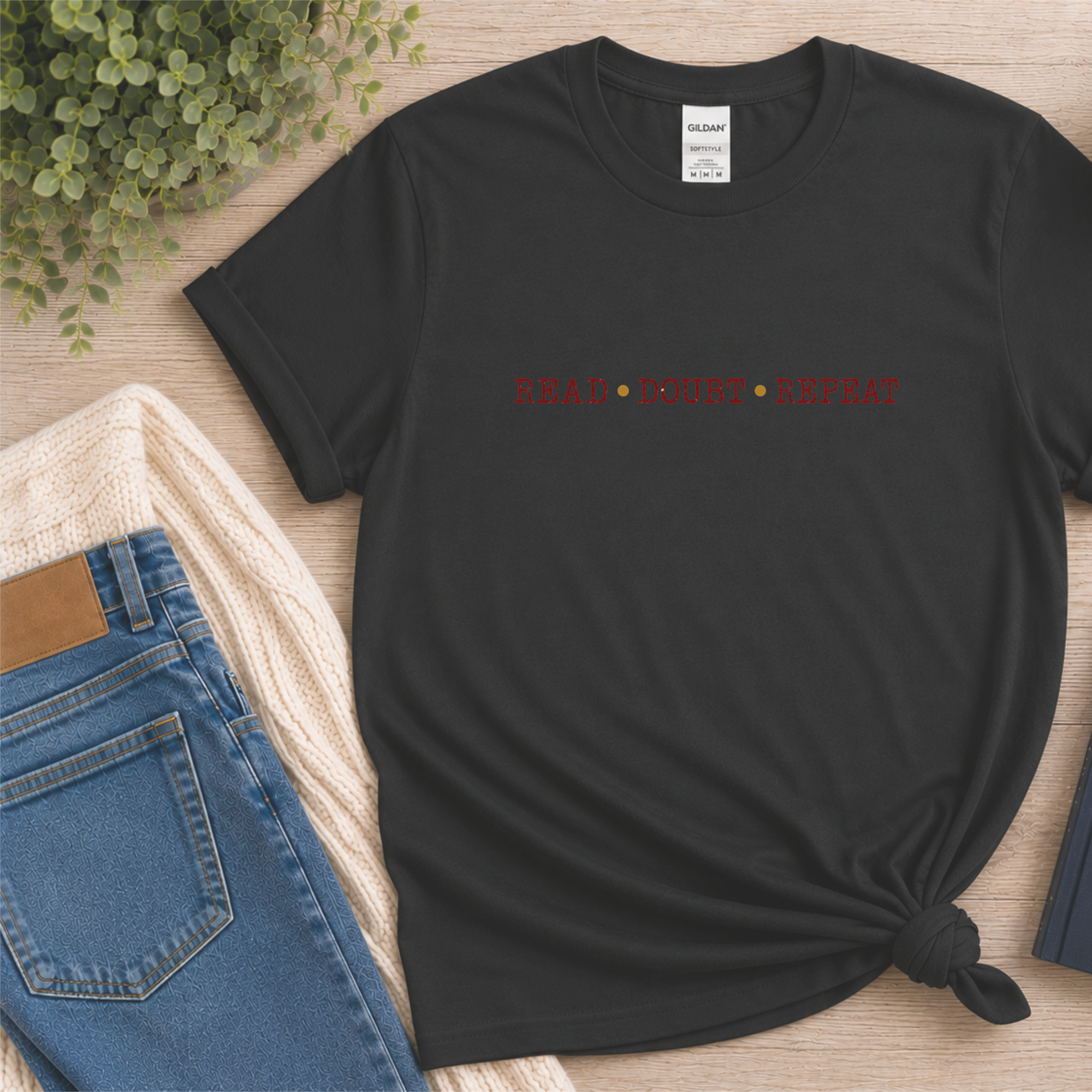 Read Doubt Repeat T-Shirt, Psychological Thriller Shirt, Mystery Reader Gift, Book Lover Tee, Minimalist Reading Shirt, Book Club Tee