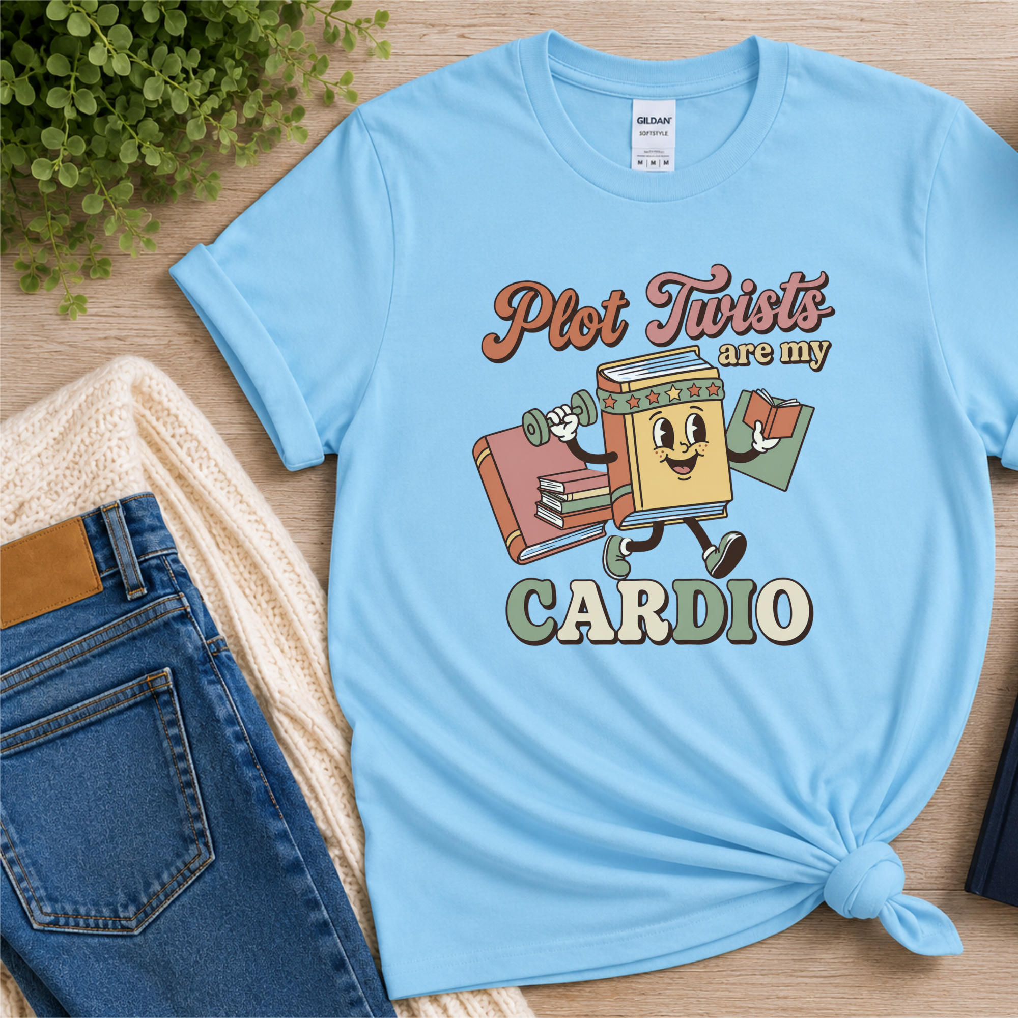 Plot Twists Are My Cardio T-Shirt, Funny BookTok Reader Tee, Book Lover Gift, Retro Bookworm Book Club Shirt