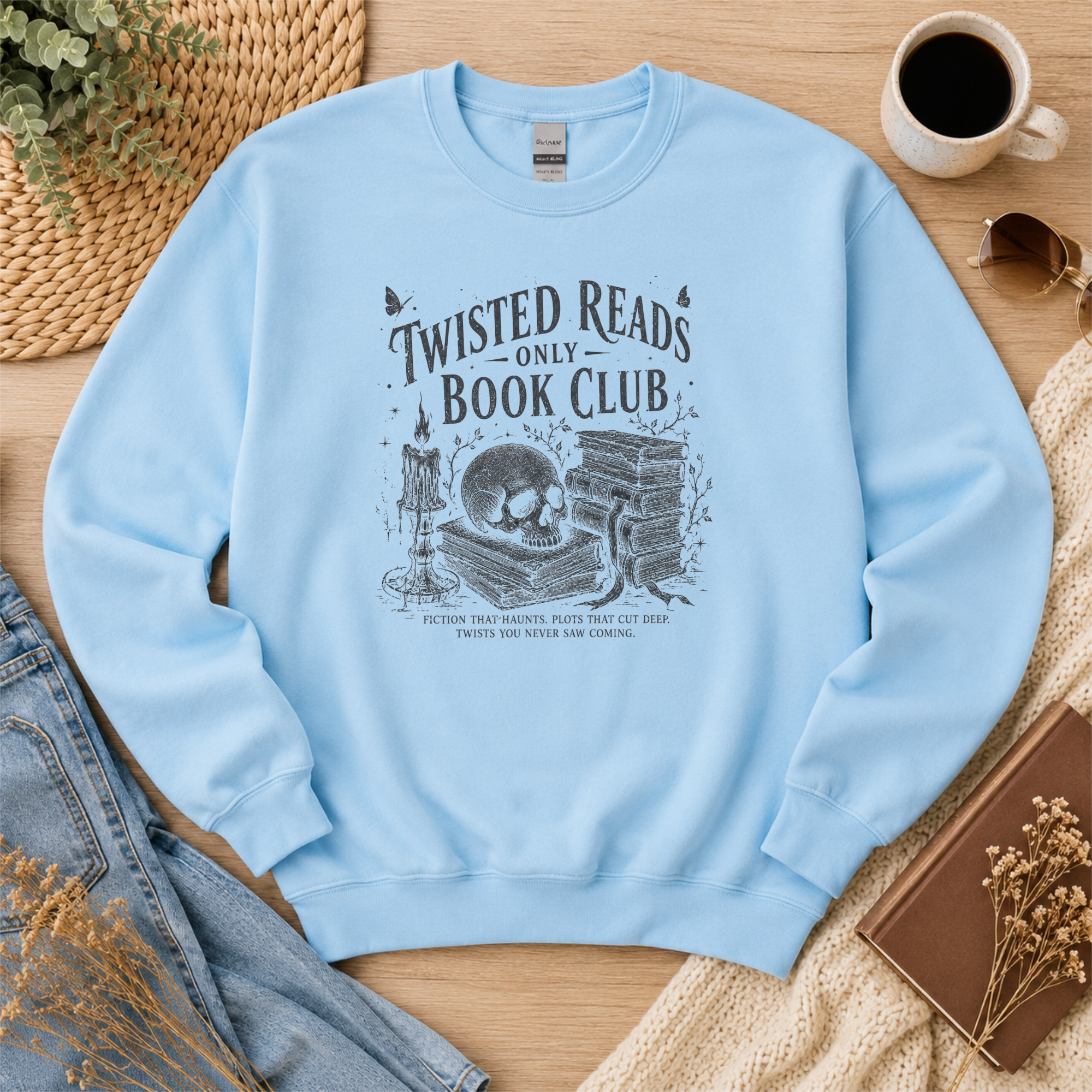 Twisted Reads Only Book Club Sweatshirt, Gothic Book Lover Crewneck, Thriller Reader Gift, Dark Academia Sweatshirt