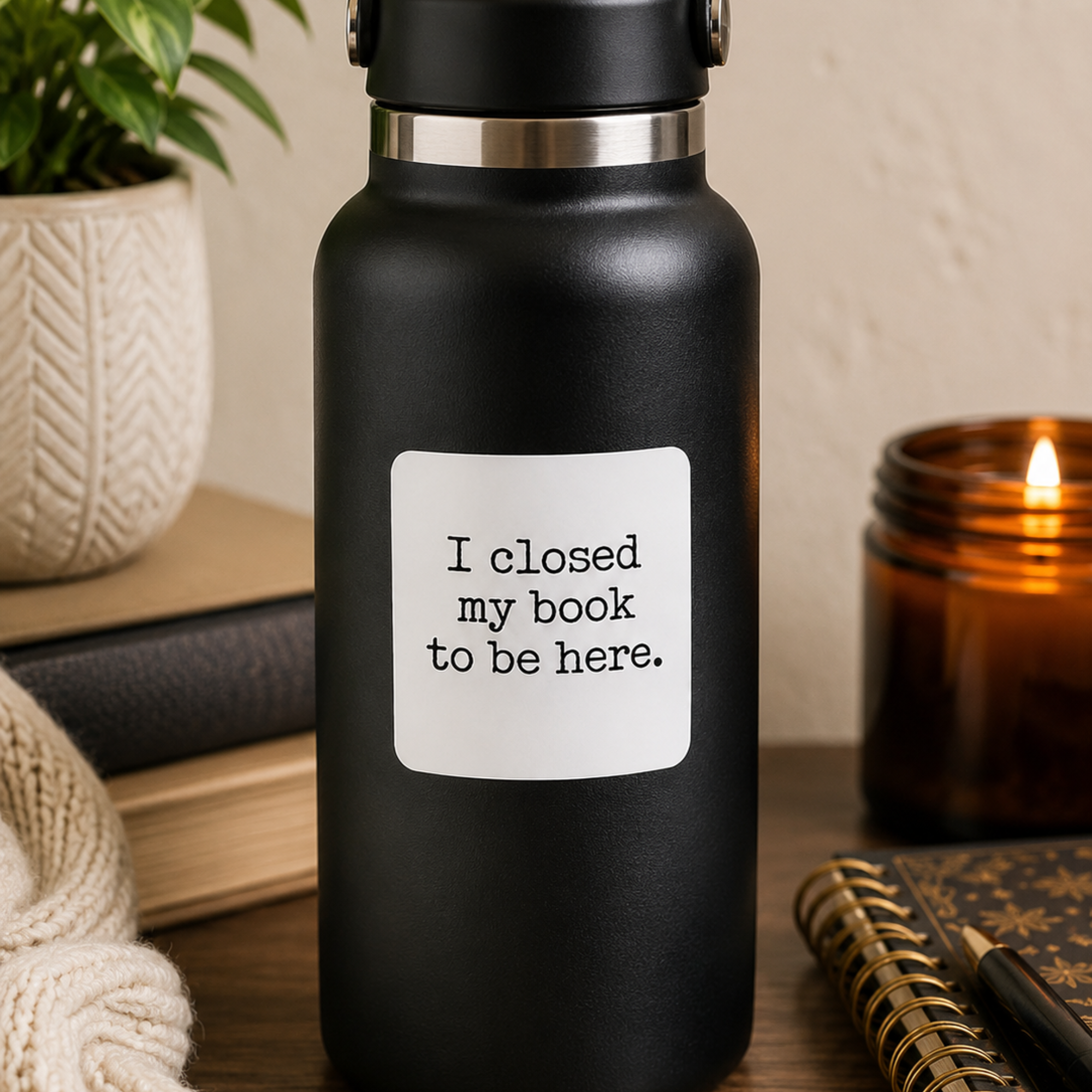 I Closed My Book to Be Here Sticker, Book Lover Gift, Laptop, Water Bottle & Journal Planner Sticker