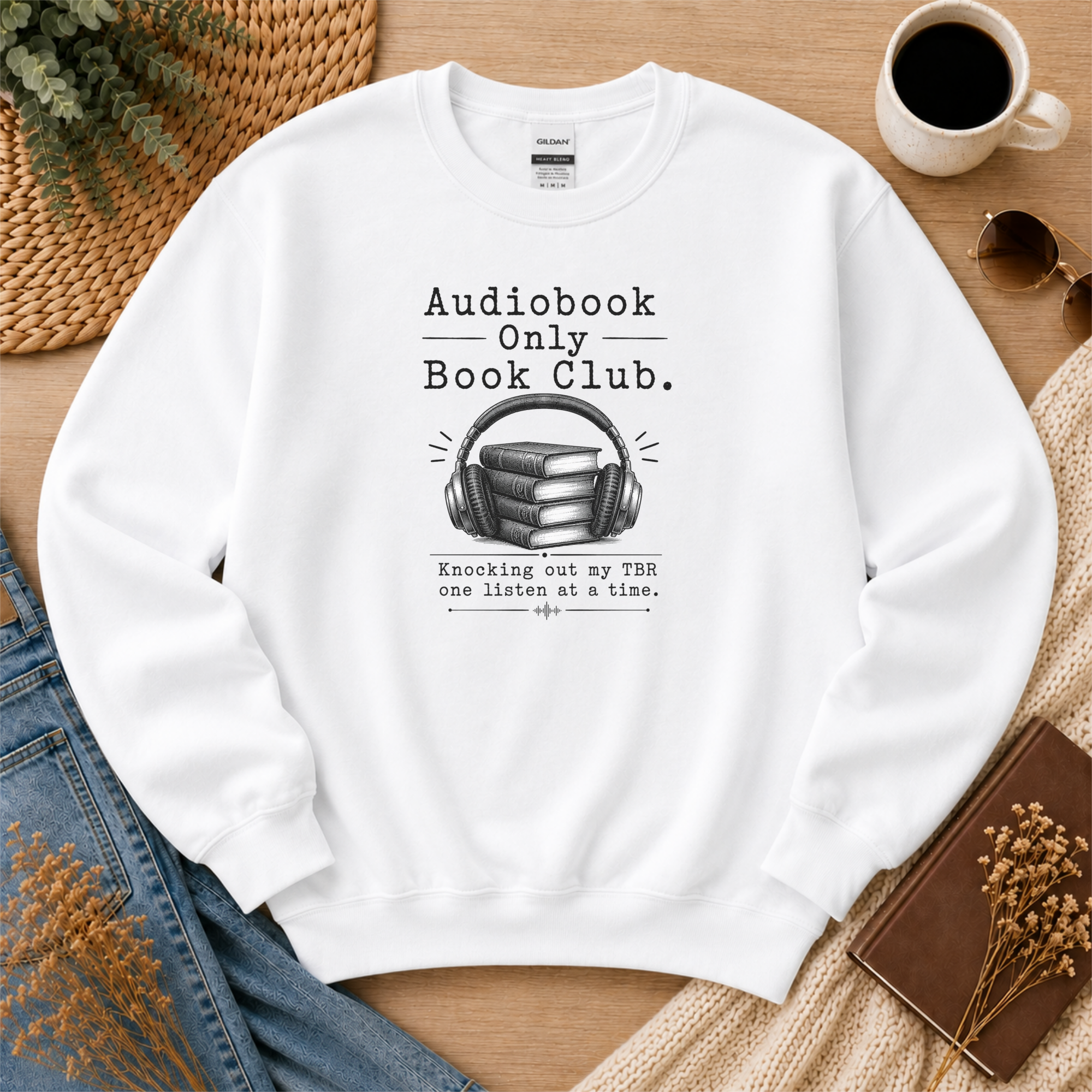 Audiobook Only Book Club Sweatshirt, Audiobook Lover Gift, Reader Crewneck, Cozy Book Club Pullover