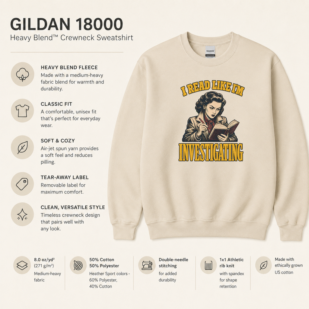 I Read Like I’m Investigating Sweatshirt, Mystery Reader Gift, Thriller Book Lover Shirt, Vintage Detective Bookish Crewneck