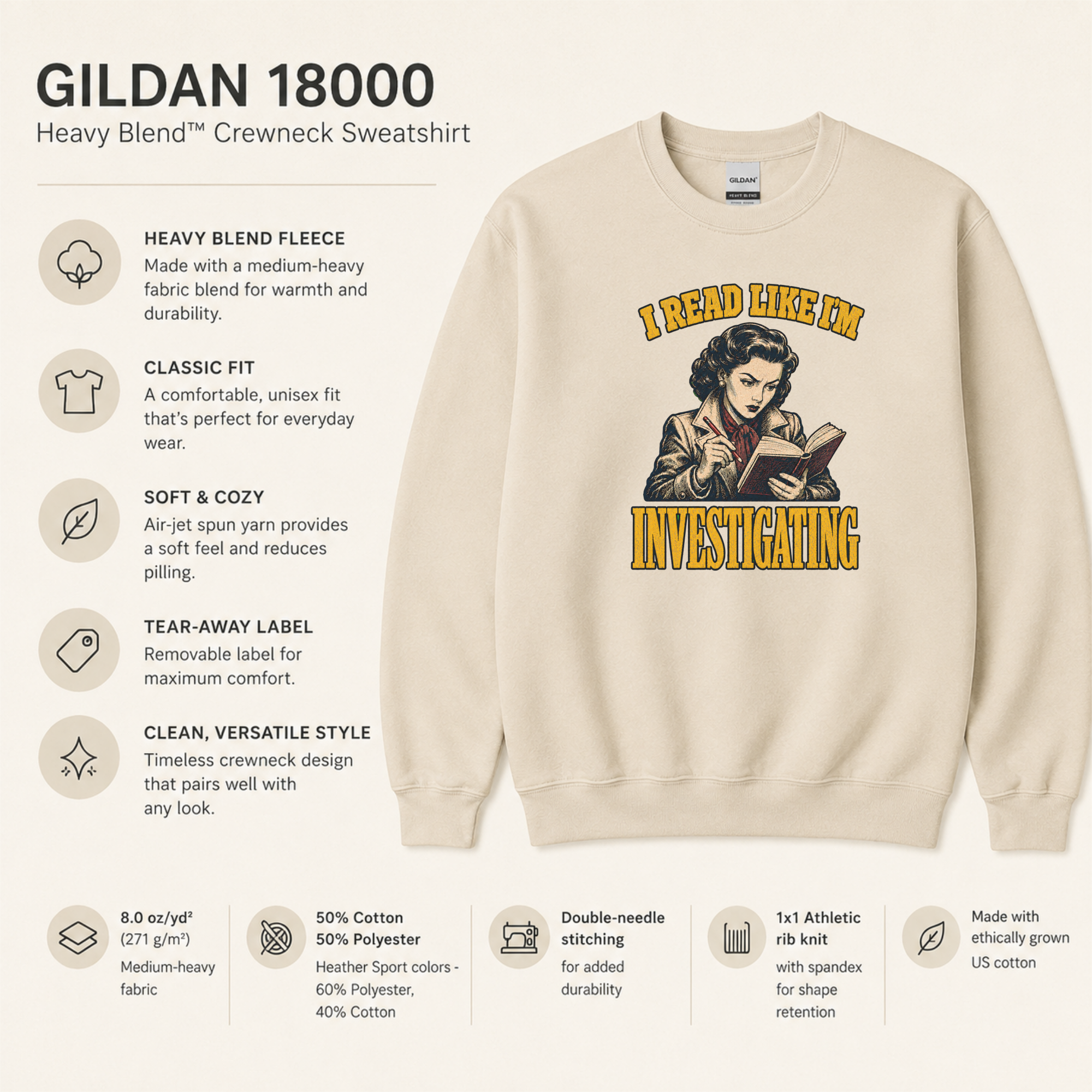 I Read Like I’m Investigating Sweatshirt, Mystery Reader Gift, Thriller Book Lover Shirt, Vintage Detective Bookish Crewneck