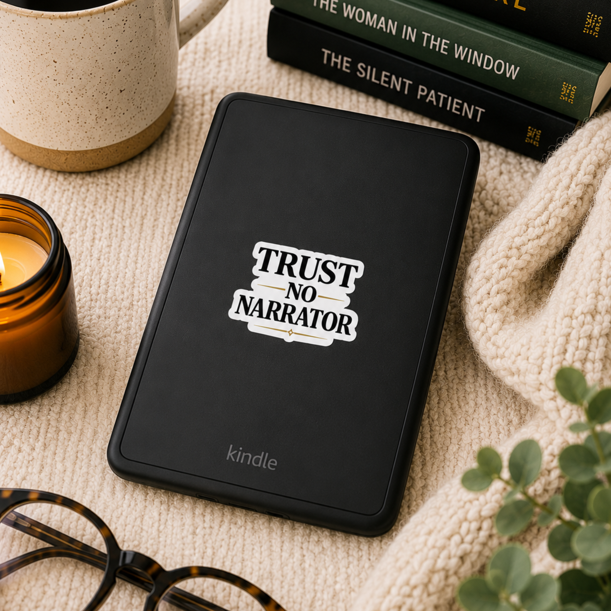 Trust No Narrator Sticker, Psychological Thriller Reader Gift, Mystery Book Lover Vinyl Sticker, Laptop Kindle Journal Decal