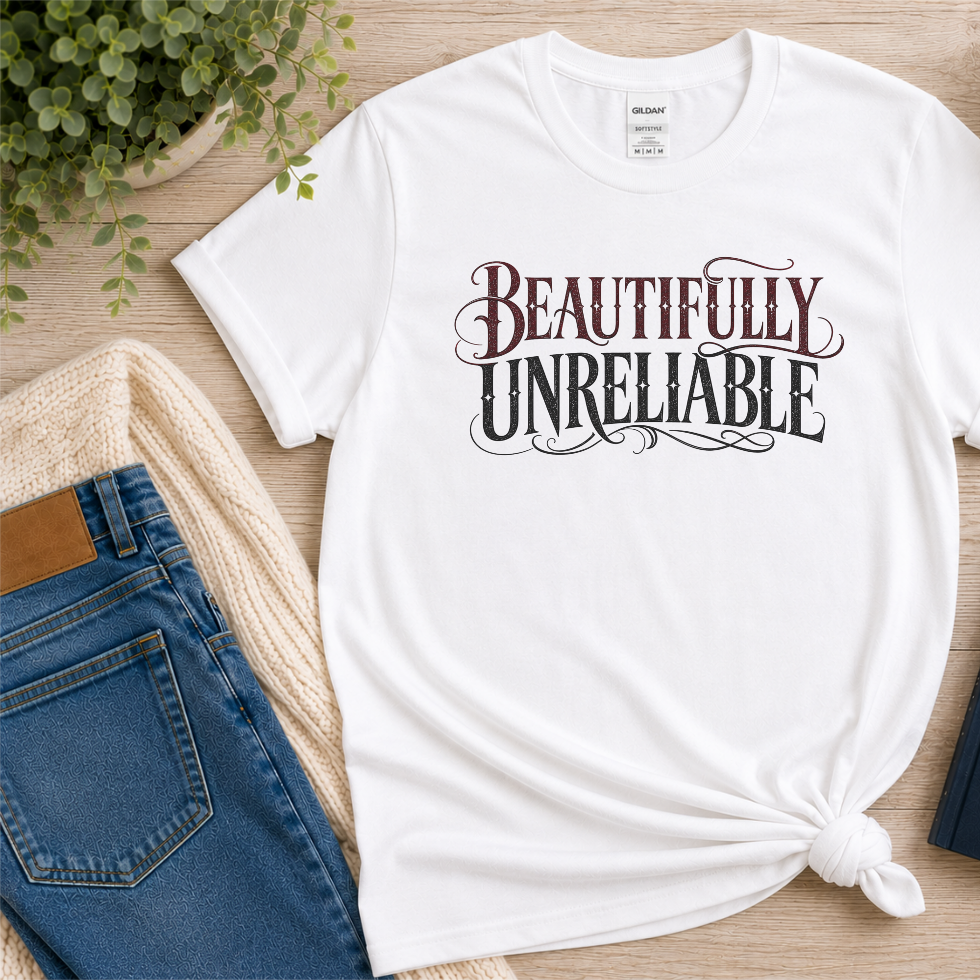 Beautifully Unreliable T-Shirt, Psychological Thriller Reader Shirt, Minimalist Book Lover Tee, Reader Gift