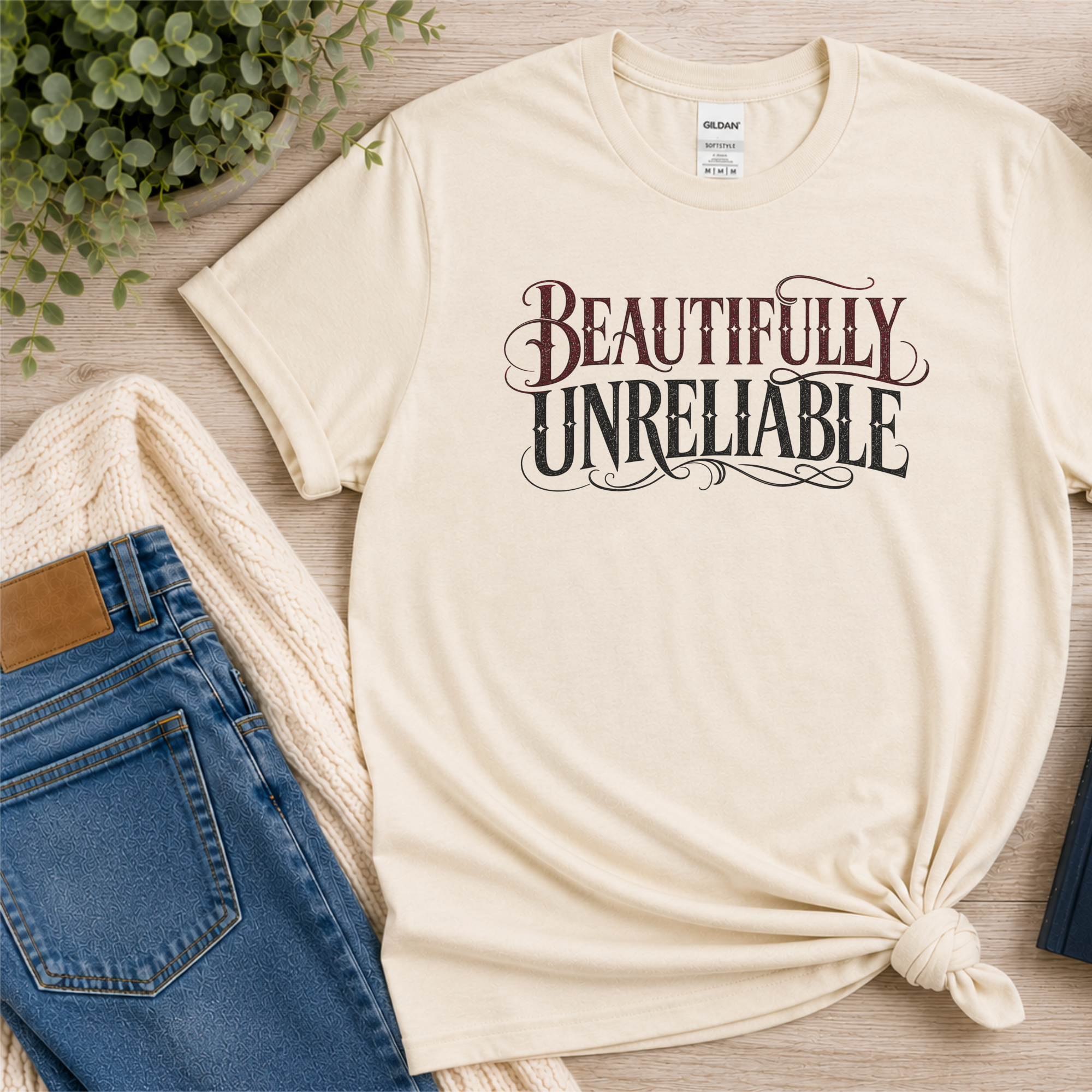 Beautifully Unreliable T-Shirt, Psychological Thriller Reader Shirt, Minimalist Book Lover Tee, Reader Gift
