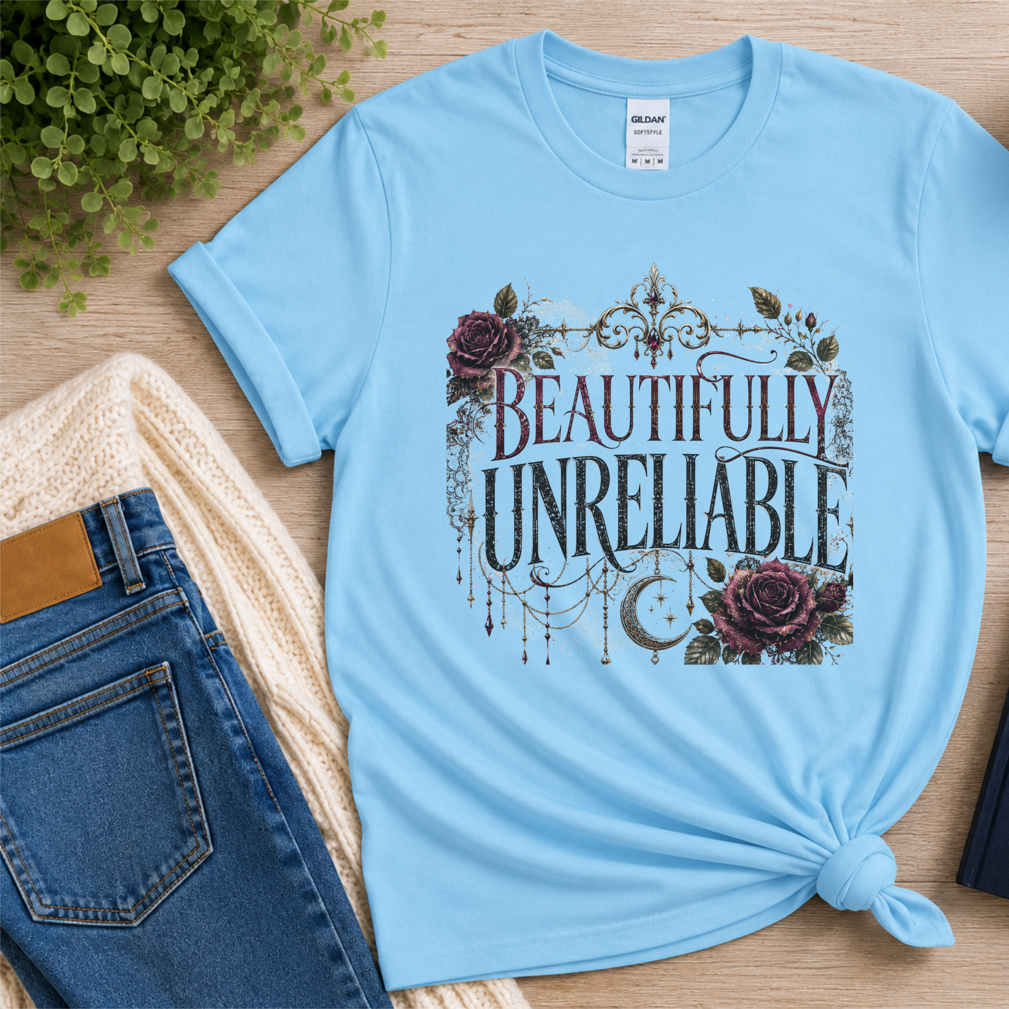 Beautifully Unreliable Shirt, Dark Romance T-Shirt, Gothic Book Lover Gift, Psychological Thriller Reader Tee, Dark Academia Shirt