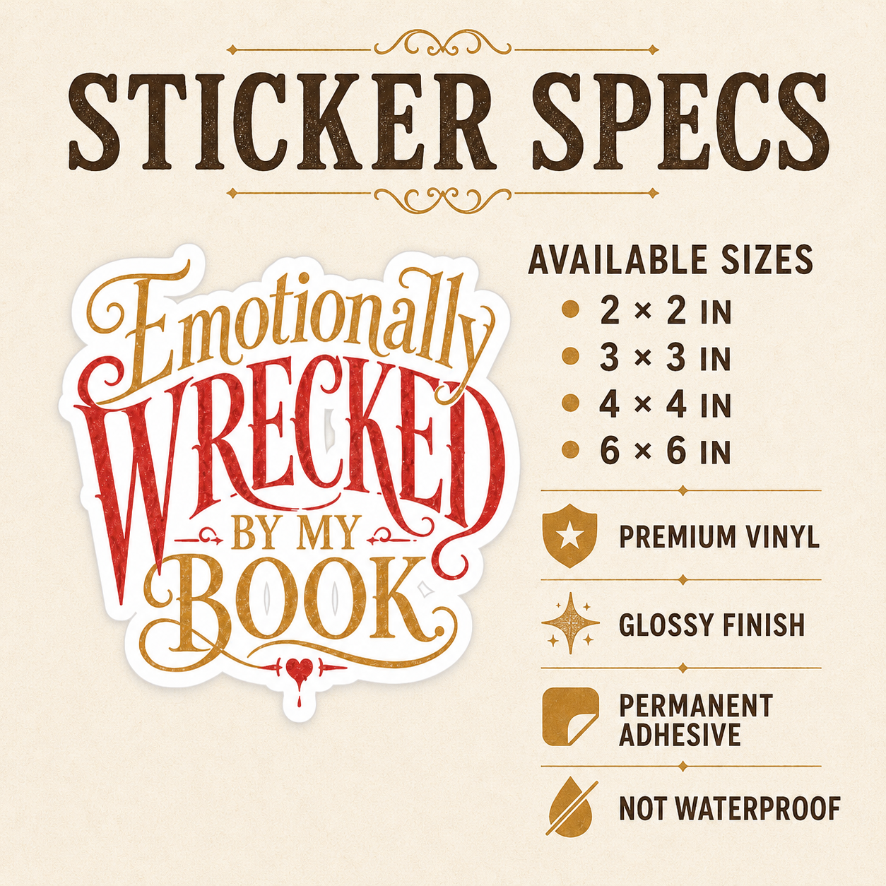 Emotionally Wrecked by My Book Sticker, Book Lover Decal, Literary Reader Gift, Reading Journal, Kindle and Laptop Decor, Bookish Sticker