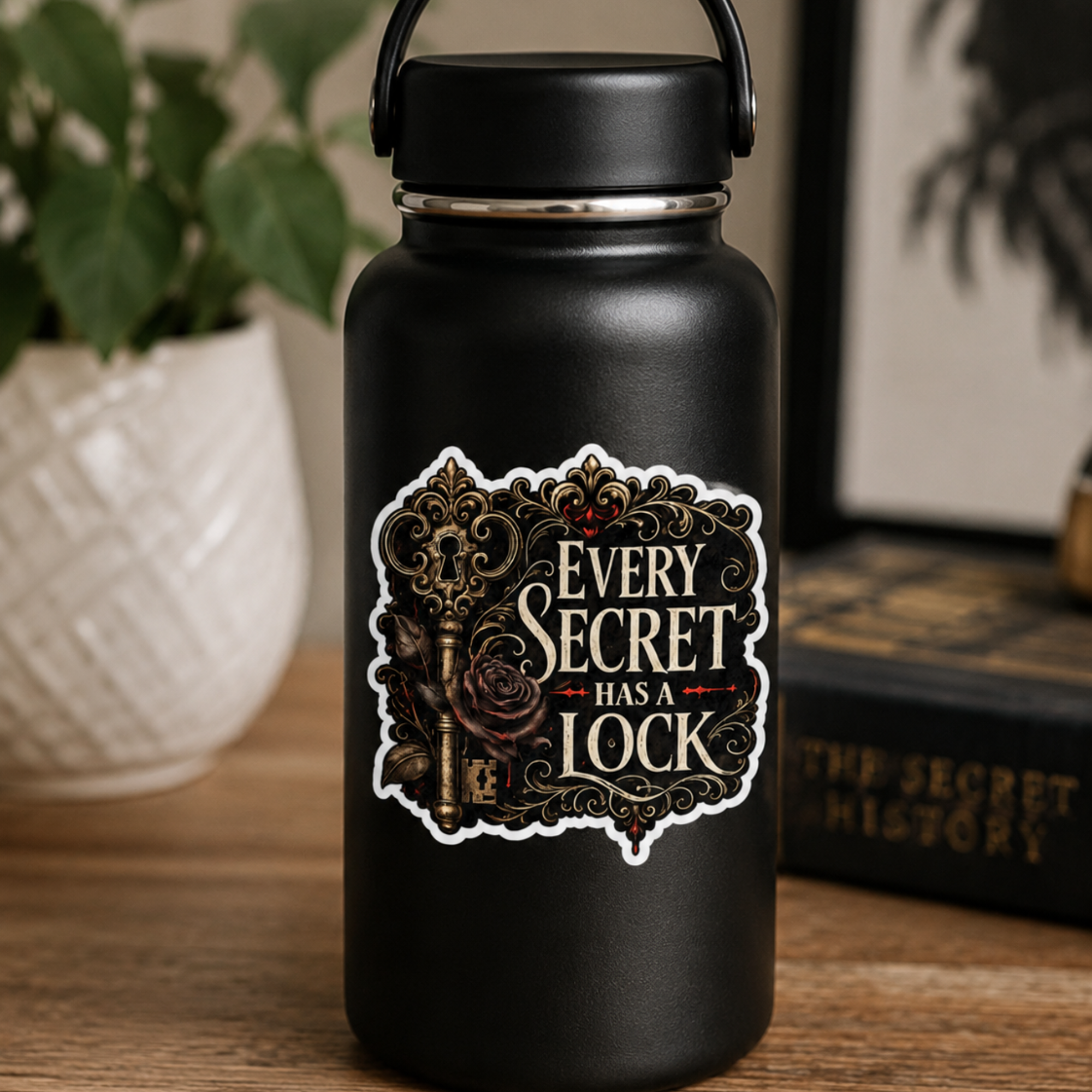 Every Secret Has a Lock Sticker, Gothic Book Sticker, Mystery Reader Vinyl Sticker, Dark Academia Laptop Sticker