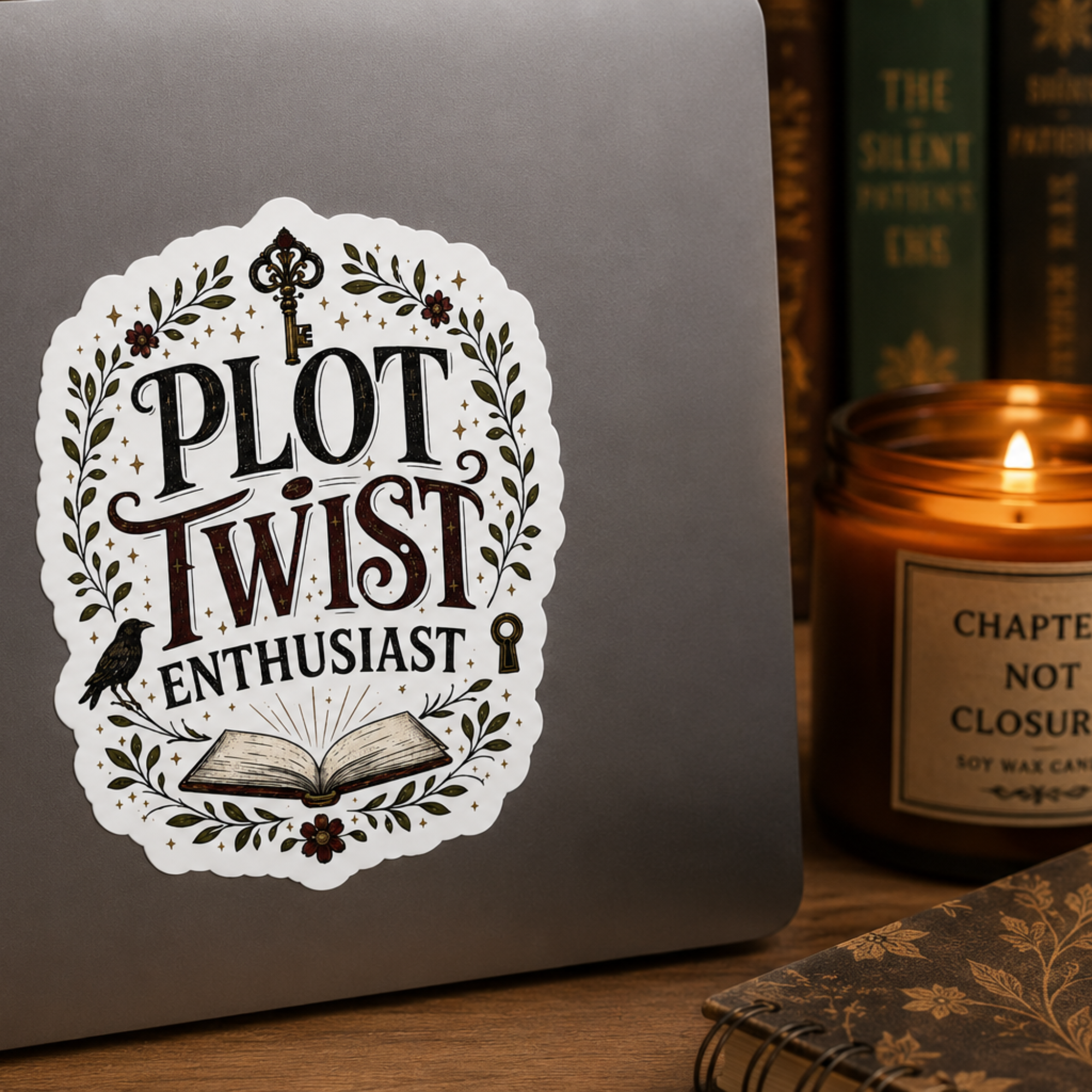Thriller Reader Sticker, Plot Twist Enthusiast Sticker, Mystery Book Lover Gift, Kindle Laptop Water Bottle Sticker