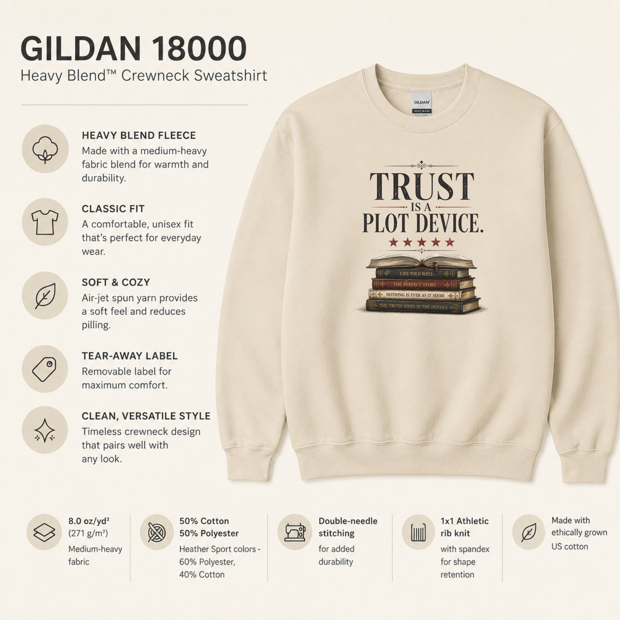 Trust Is a Plot Device Sweatshirt, Psychological Thriller Sweatshirt, Mystery Reader Gift, Book Lover Crewneck, Reading Sweatshirt