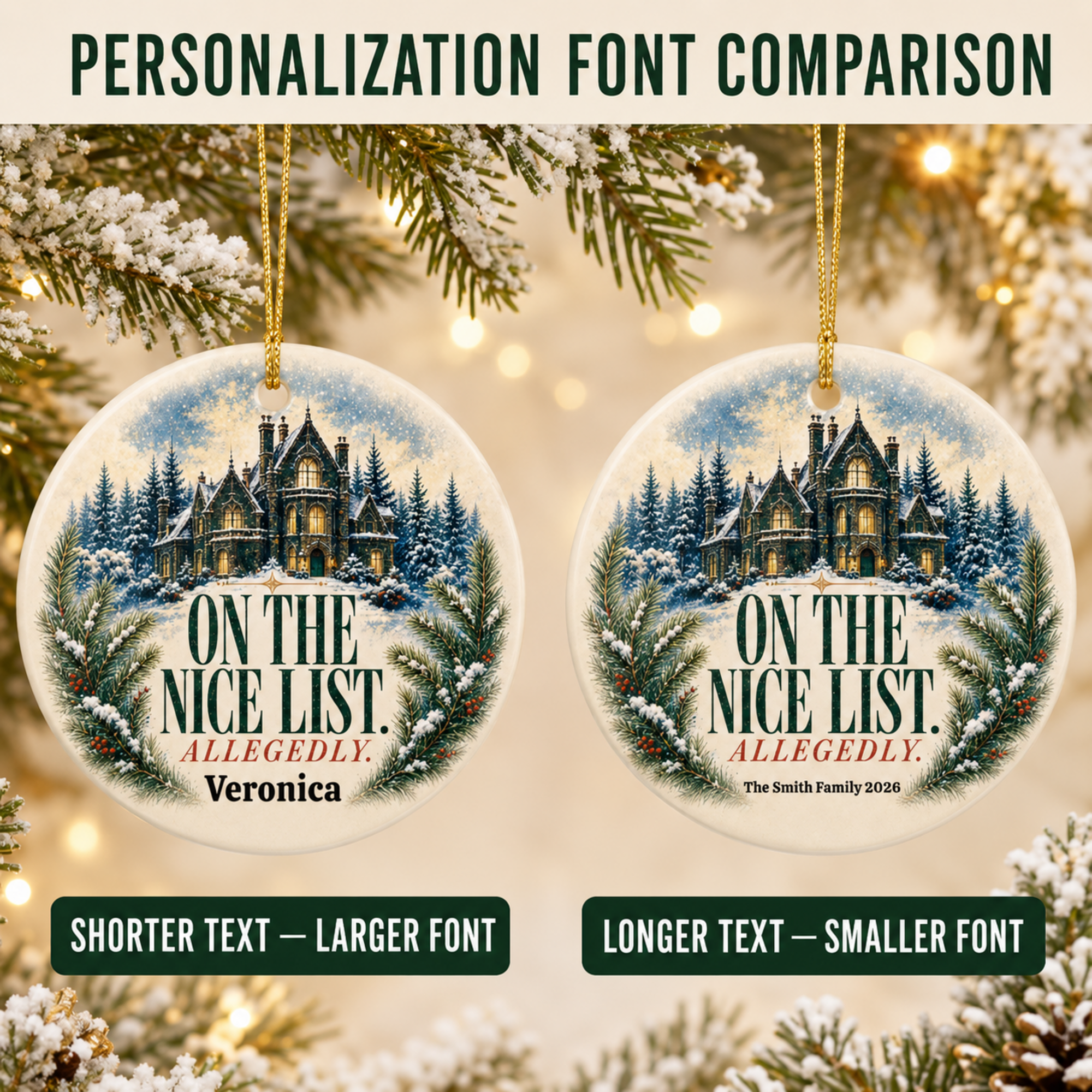Personalized Mystery Reader Christmas Ornament, On the Nice List Allegedly, Book Lover Holiday Decor, Literary Gift