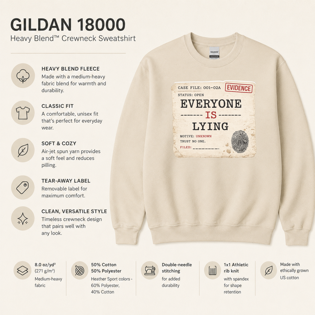 Everyone Is Lying Sweatshirt, Psychological Thriller Sweatshirt, Mystery Book Lover Gift, Detective Fiction Reader Crewneck