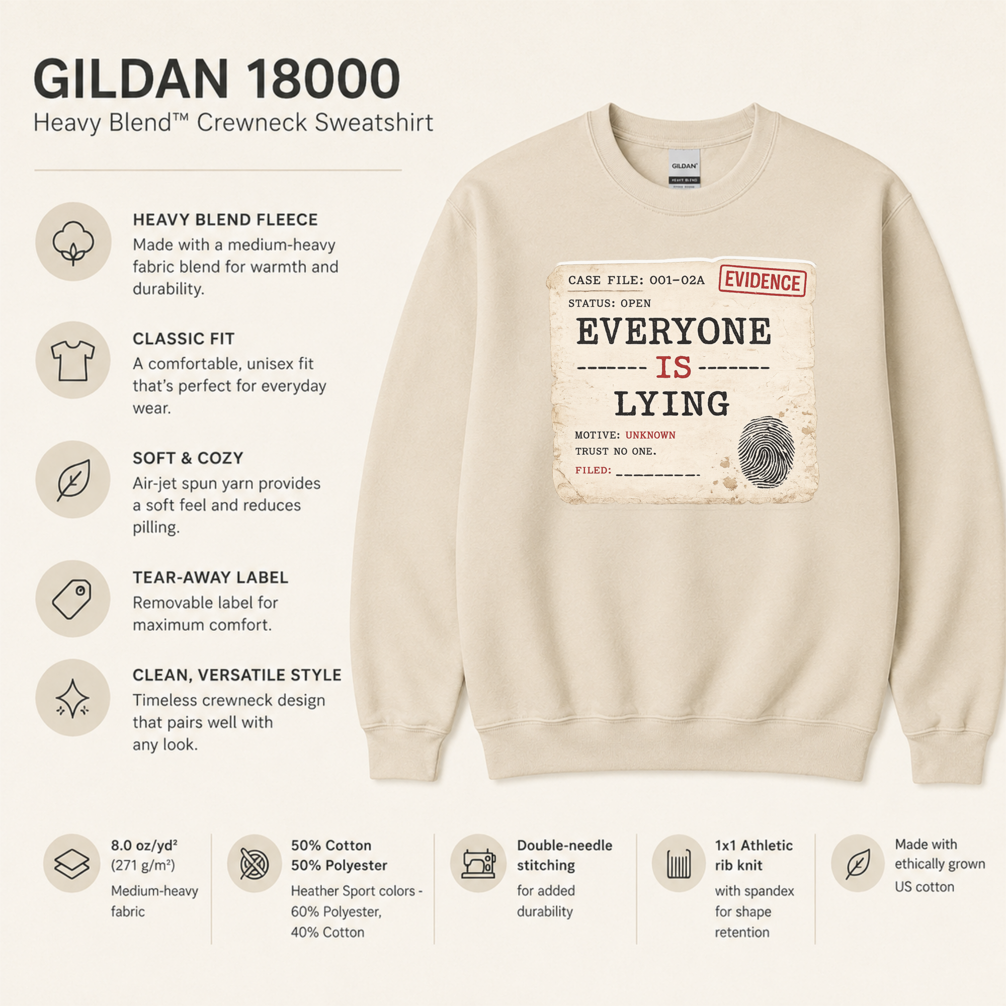 Everyone Is Lying Sweatshirt, Psychological Thriller Sweatshirt, Mystery Book Lover Gift, Detective Fiction Reader Crewneck