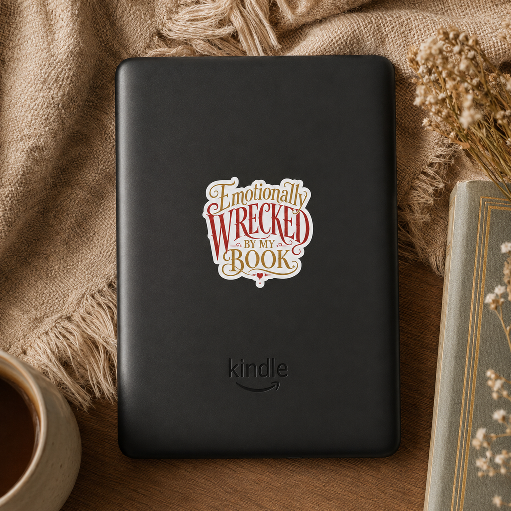 Emotionally Wrecked by My Book Sticker, Book Lover Decal, Literary Reader Gift, Reading Journal, Kindle and Laptop Decor, Bookish Sticker