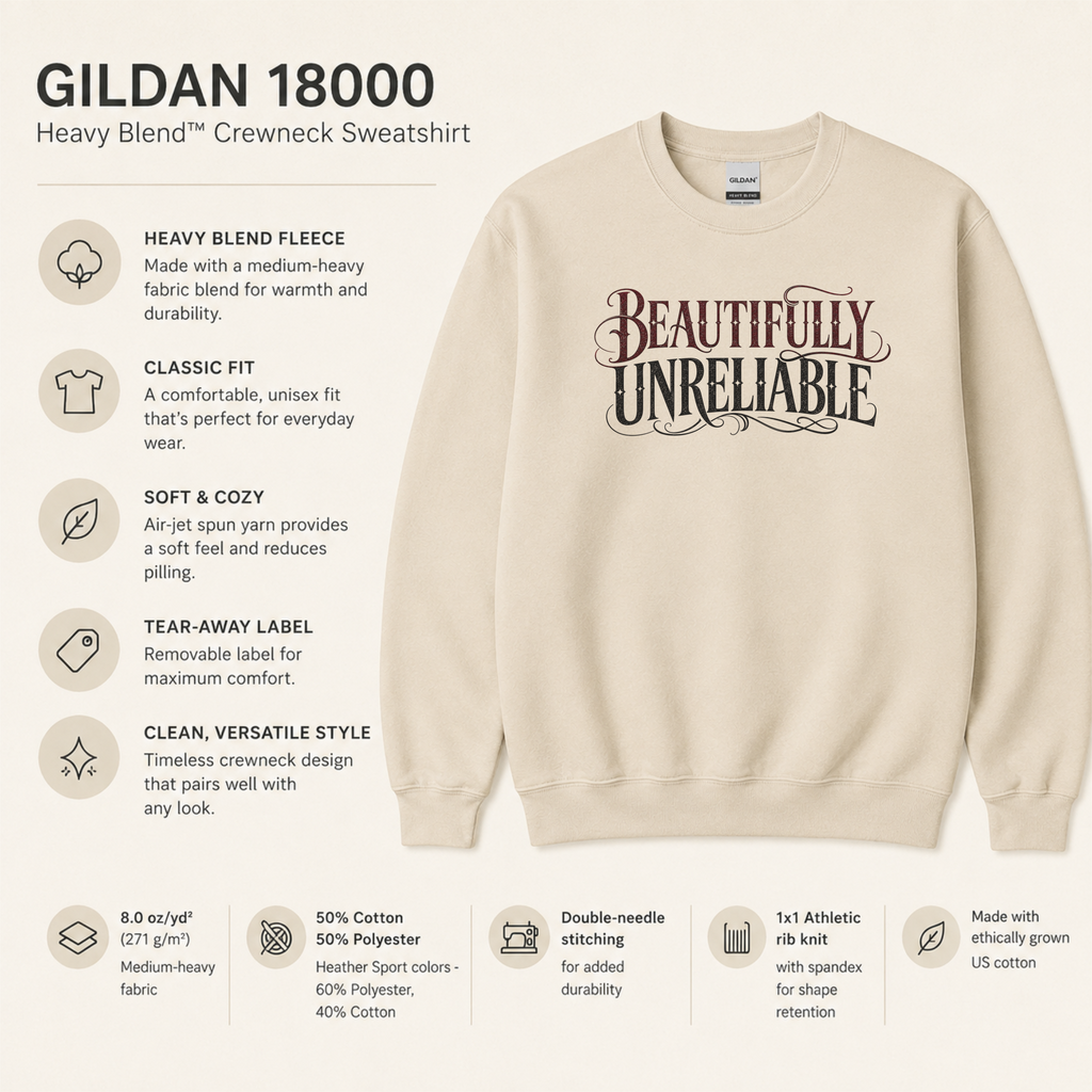 Beautifully Unreliable Sweatshirt, Psychological Thriller Reader Crewneck, Minimalist Book Lover Gift