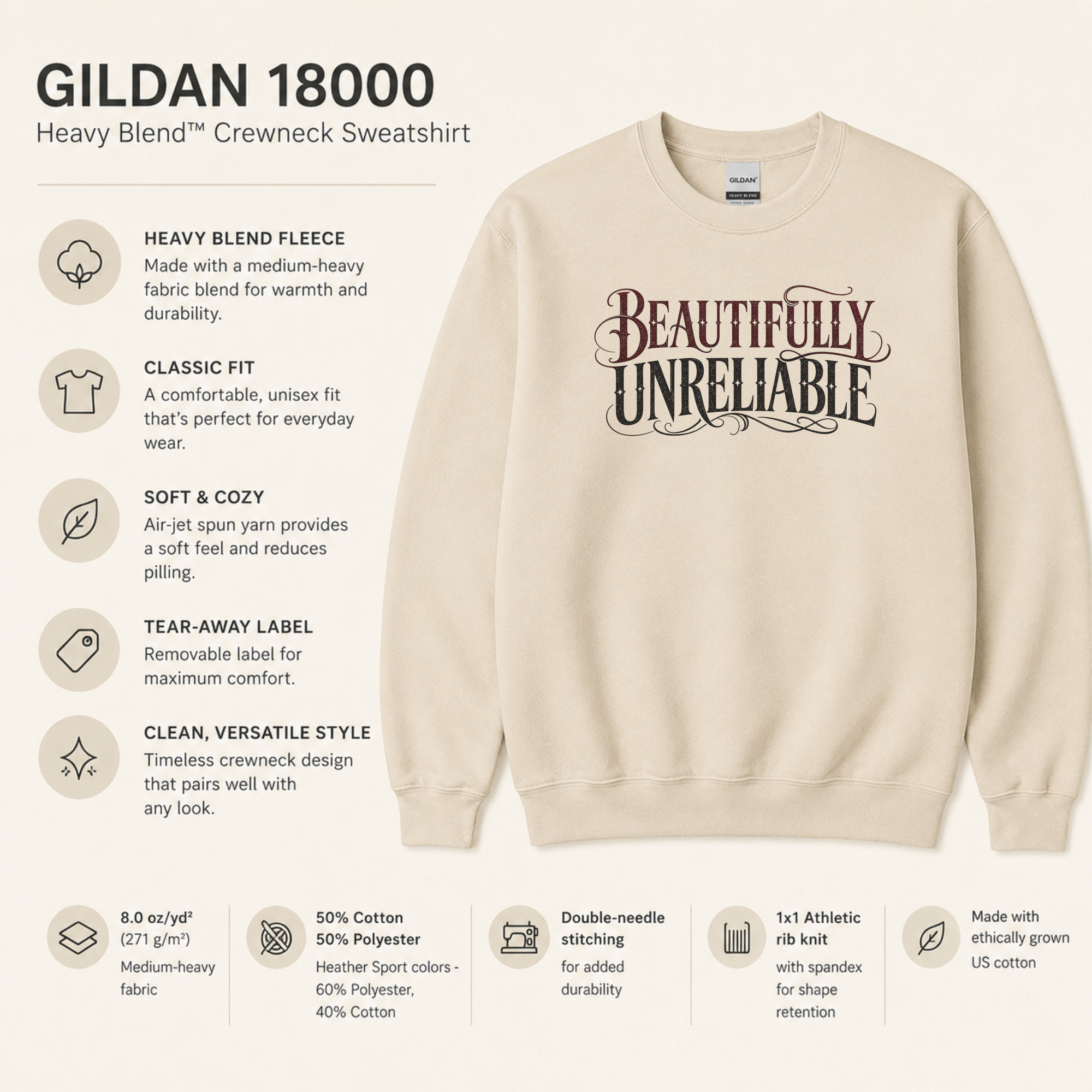 Beautifully Unreliable Sweatshirt, Psychological Thriller Reader Crewneck, Minimalist Book Lover Gift
