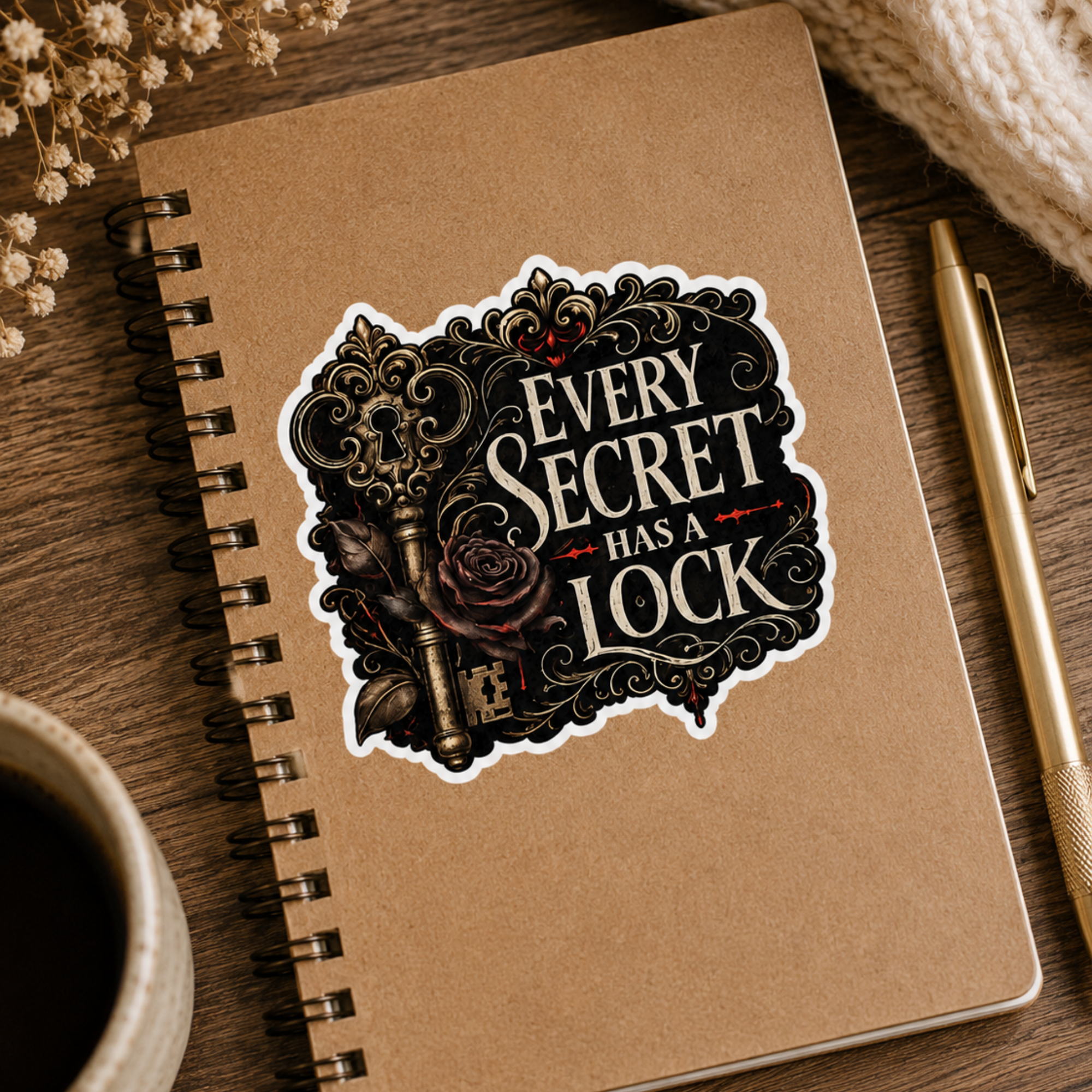 Every Secret Has a Lock Sticker, Gothic Book Sticker, Mystery Reader Vinyl Sticker, Dark Academia Laptop Sticker