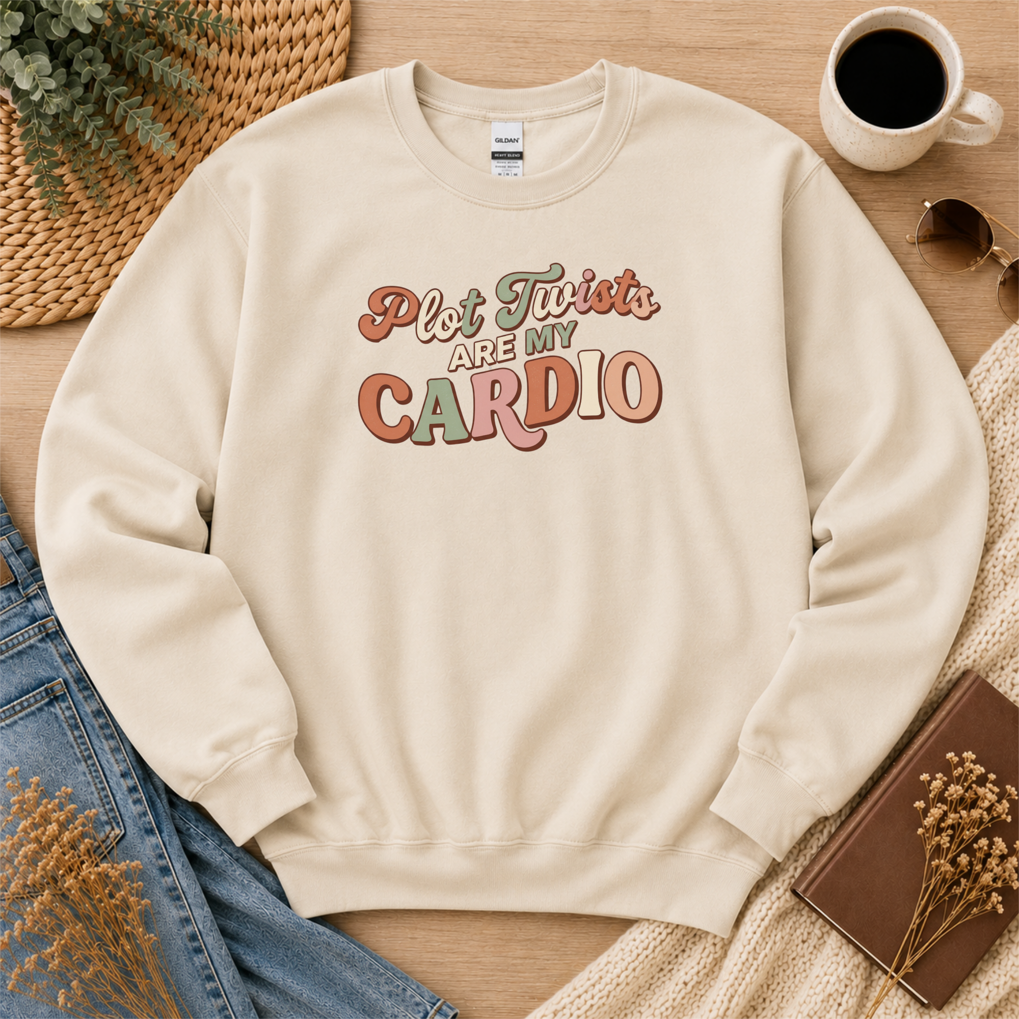 Plot Twists Are My Cardio Sweatshirt, Funny Book Lover Gift, Thriller Reader Crewneck, Reading Sweatshirt