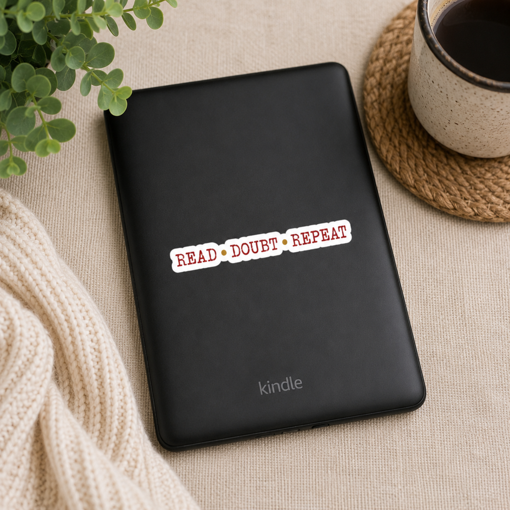 Read Doubt Repeat Sticker, Psychological Thriller Sticker, Mystery Reader Gift, Book Lover Sticker, Kindle Sticker, Laptop Sticker