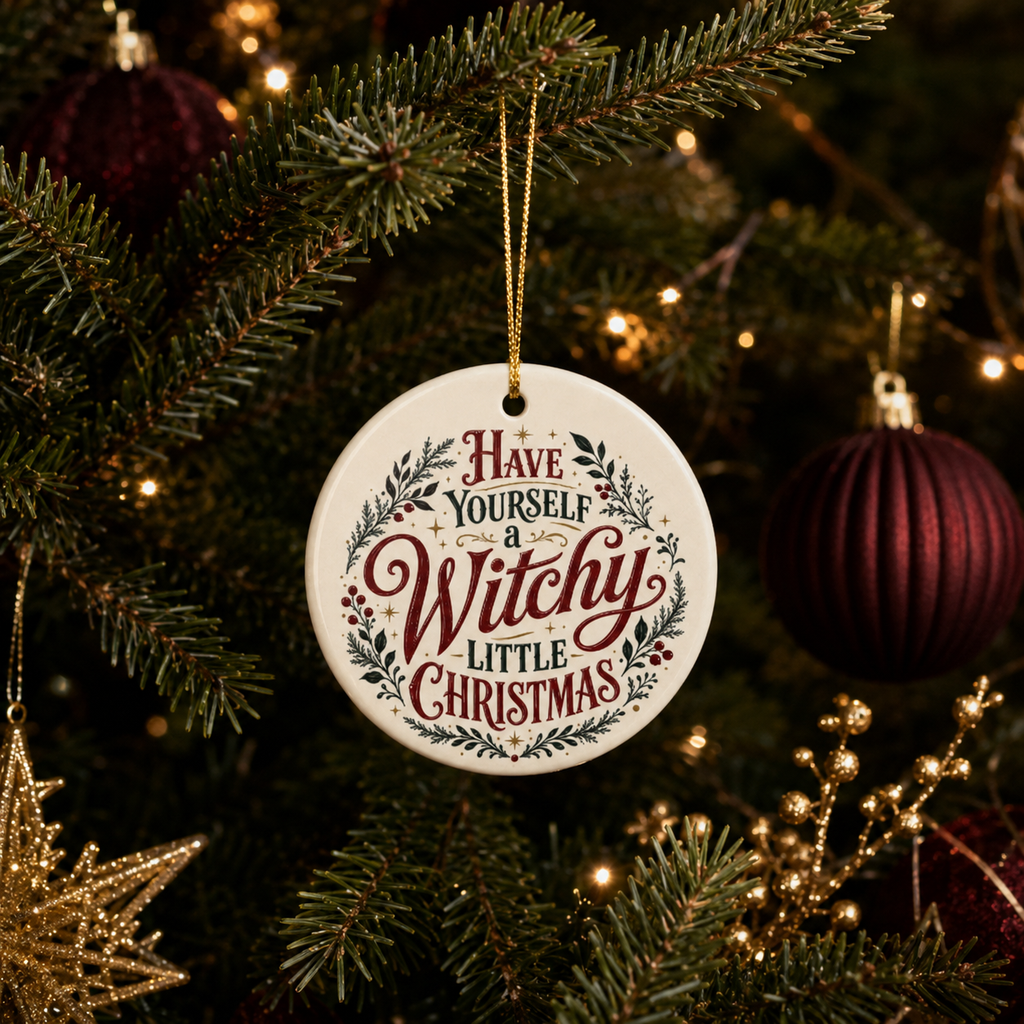 Have Yourself a Witchy Little Christmas Ornament, Witchy Holiday Decor, Christmas Tree Gift, Pagan Wiccan Decor, Magical Yule Accent