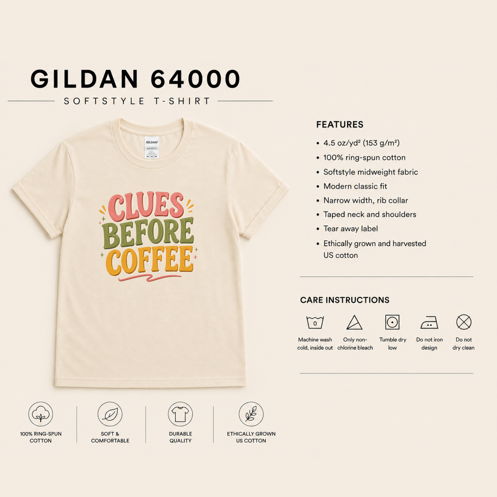 Clues Before Coffee Shirt, Mystery Reader T Shirt, Cozy Mystery Book Lover Gift, Detective Fiction Tee, Whimsical Bookish Graphic Tee