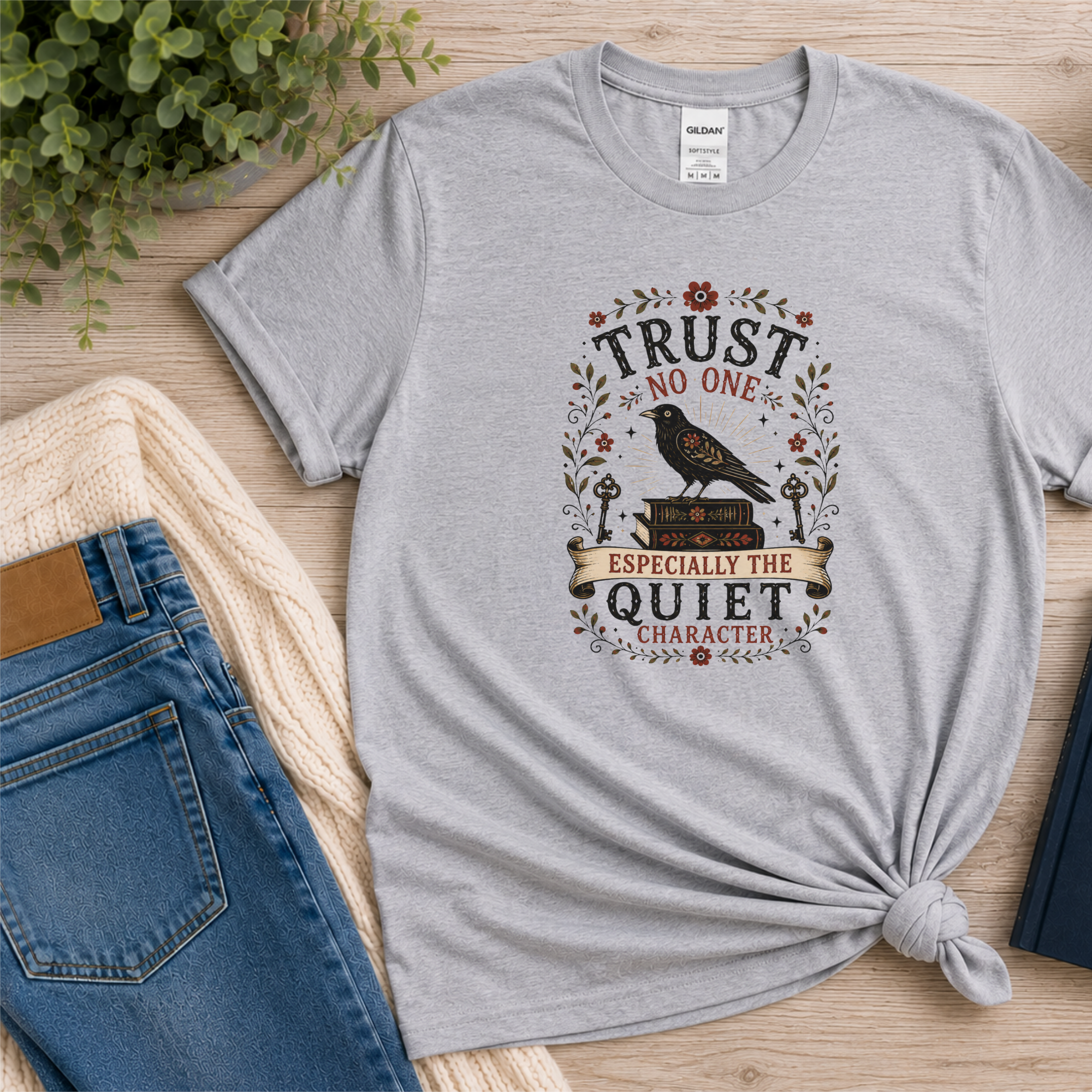 Trust No One T-Shirt, Psychological Thriller Reader Gift, Quiet Character Shirt, Mystery Book Lover Tee