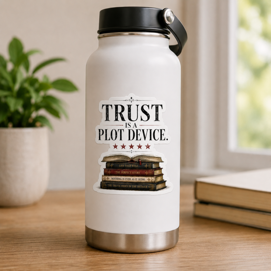 Trust Is a Plot Device Sticker, Mystery Reader Sticker, Psychological Thriller Book Lover Gift, Book Stack Vinyl Decal, Kindle Sticker