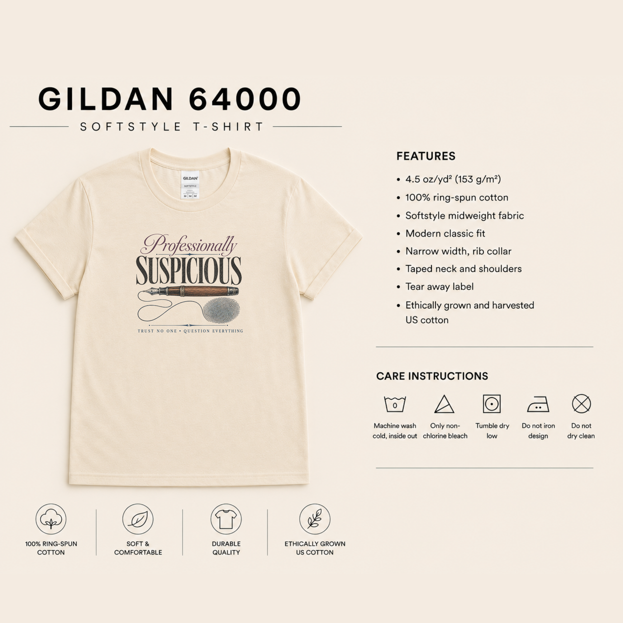 Professionally Suspicious Shirt, Mystery Reader Tee, Crime Fiction Shirt, Detective Book Lover Gift, Suspicious Minds T-Shirt Gift