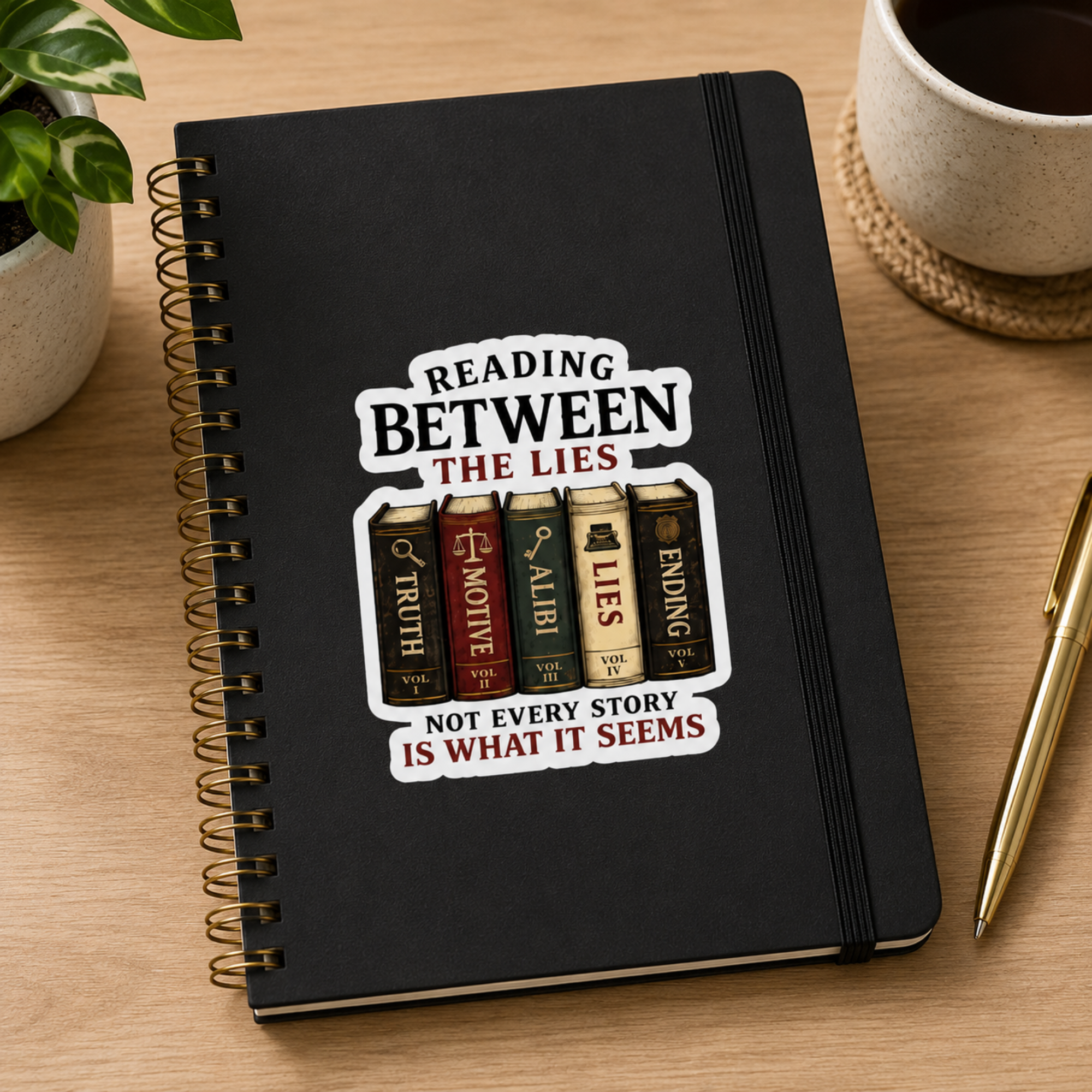 Reading Between the Lies Sticker, Thriller Book Lover Sticker, Mystery Reader Gift, Bookish Vinyl Decal, Kindle Laptop Water Bottle