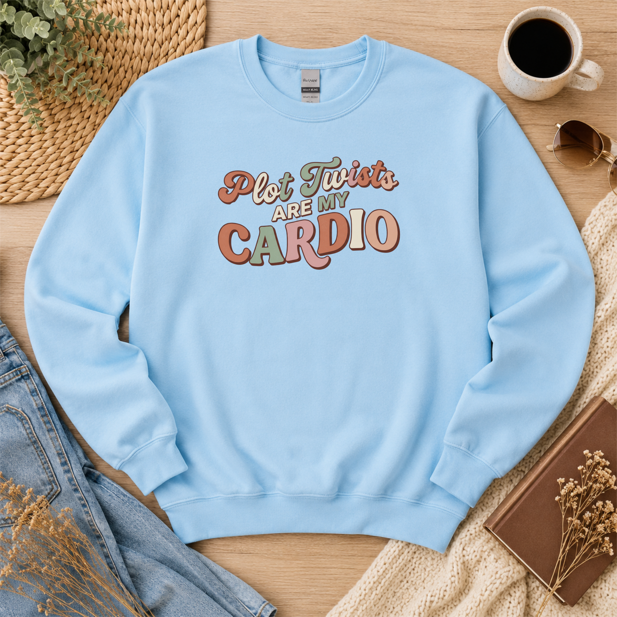 Plot Twists Are My Cardio Sweatshirt, Funny Book Lover Gift, Thriller Reader Crewneck, Reading Sweatshirt