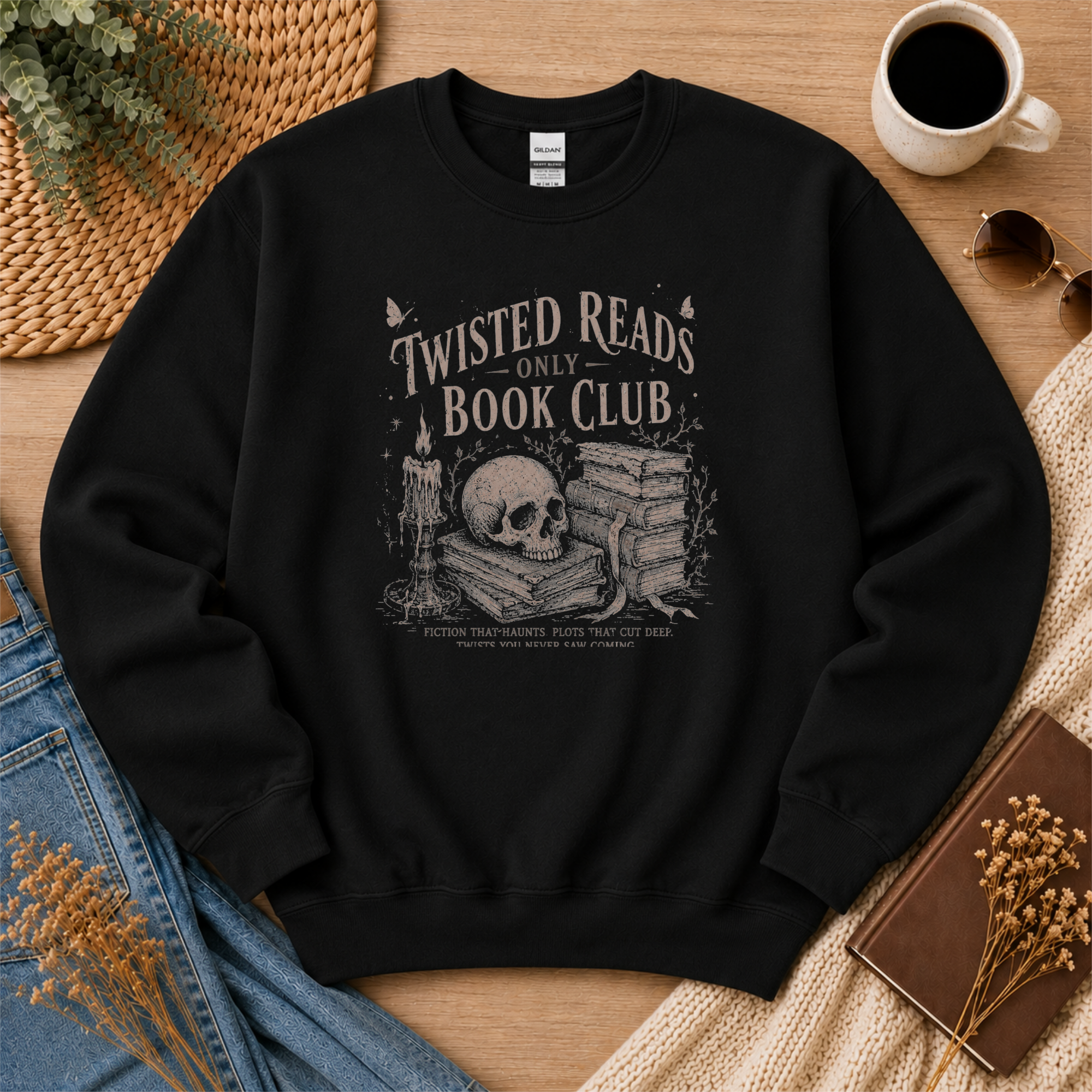 Twisted Reads Only Book Club Sweatshirt, Gothic Book Lover Crewneck, Thriller Reader Gift, Dark Academia Sweatshirt