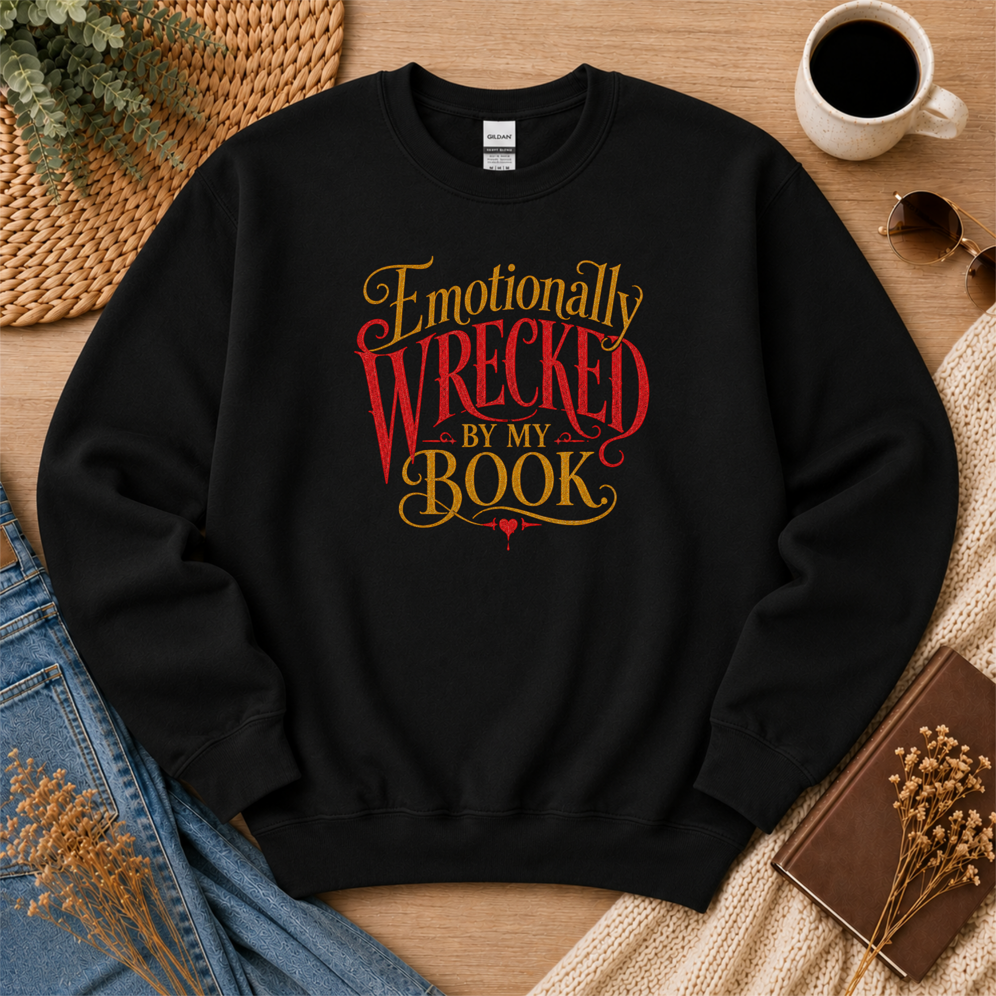 Emotionally Wrecked by My Book Sweatshirt, Book Lover Crewneck, Reader Gift, Literary Sweatshirt, Cozy Reading Pullover, Bookish Gift