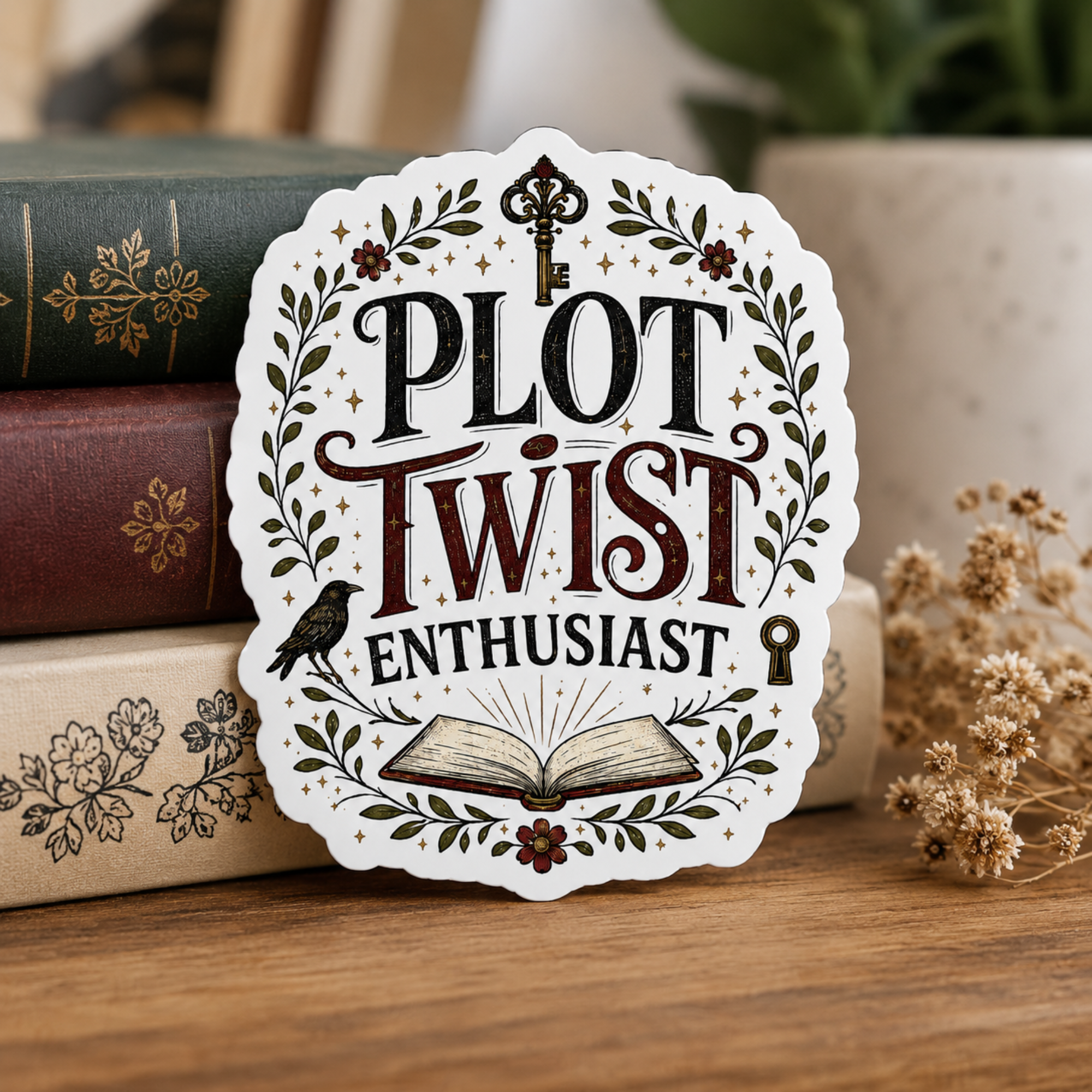 Thriller Reader Sticker, Plot Twist Enthusiast Sticker, Mystery Book Lover Gift, Kindle Laptop Water Bottle Sticker