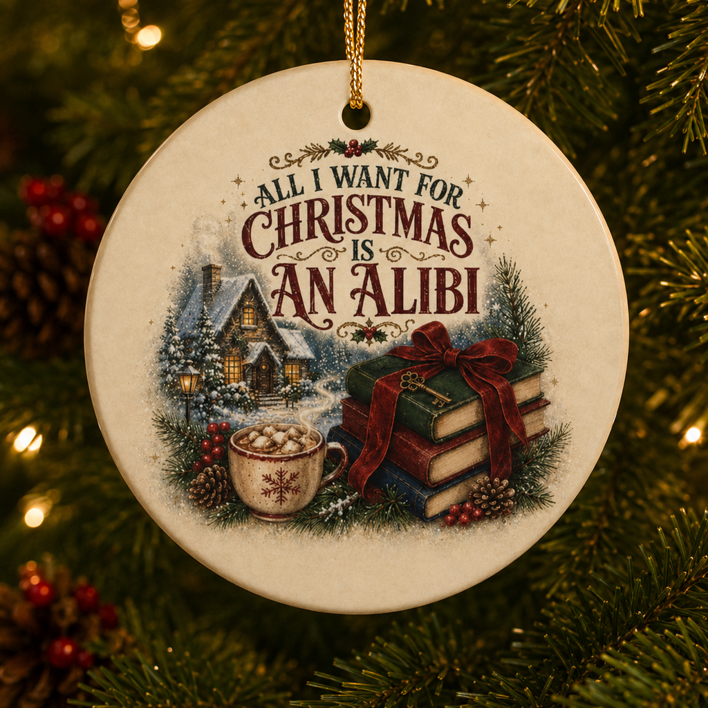 Mystery Reader Christmas Ornament, All I Want for Christmas Is an Alibi, Book Lover Holiday Decor, Personalized Family Tree Gift Idea