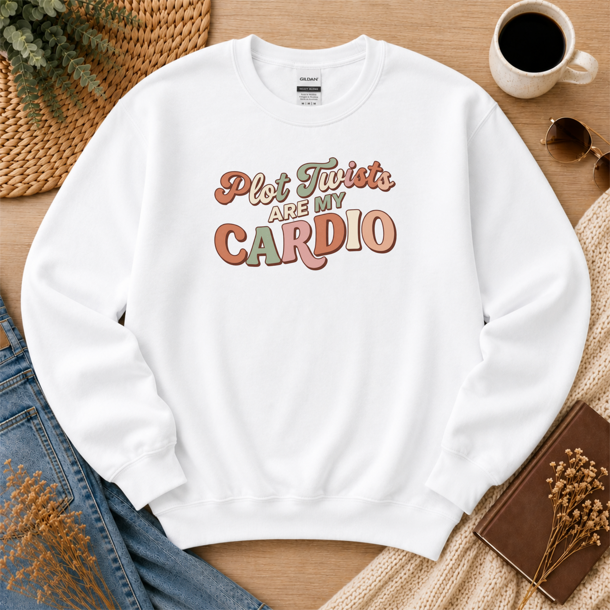 Plot Twists Are My Cardio Sweatshirt, Funny Book Lover Gift, Thriller Reader Crewneck, Reading Sweatshirt