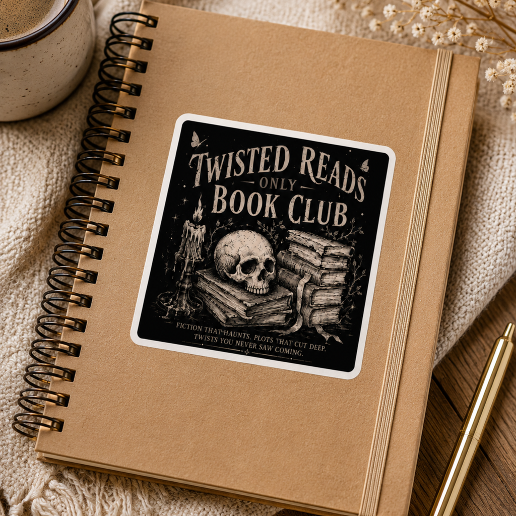 Twisted Reads Only Book Club Sticker, Thriller Reader Sticker, Gothic Book Lover Decal, Dark Academia Skull Sticker, BookTok Gift