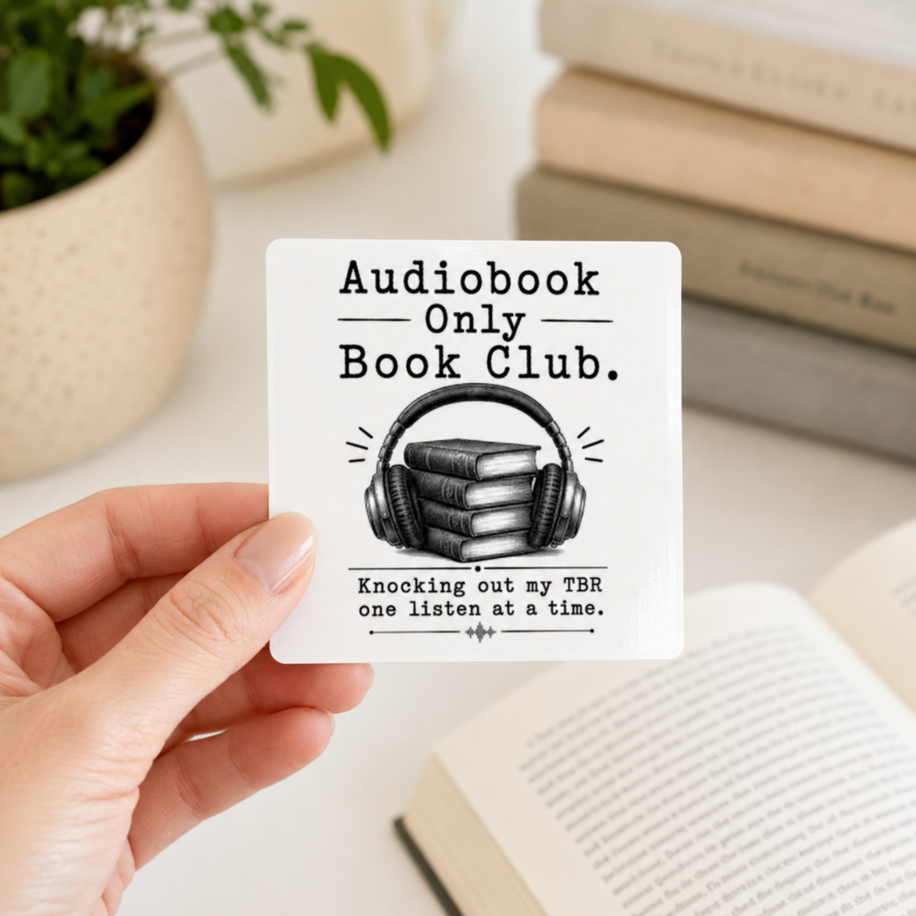 Audiobook Only Book Club Sticker, Audiobook Lover Gift, Bookish Vinyl Decal, Reader Laptop and Kindle Sticker