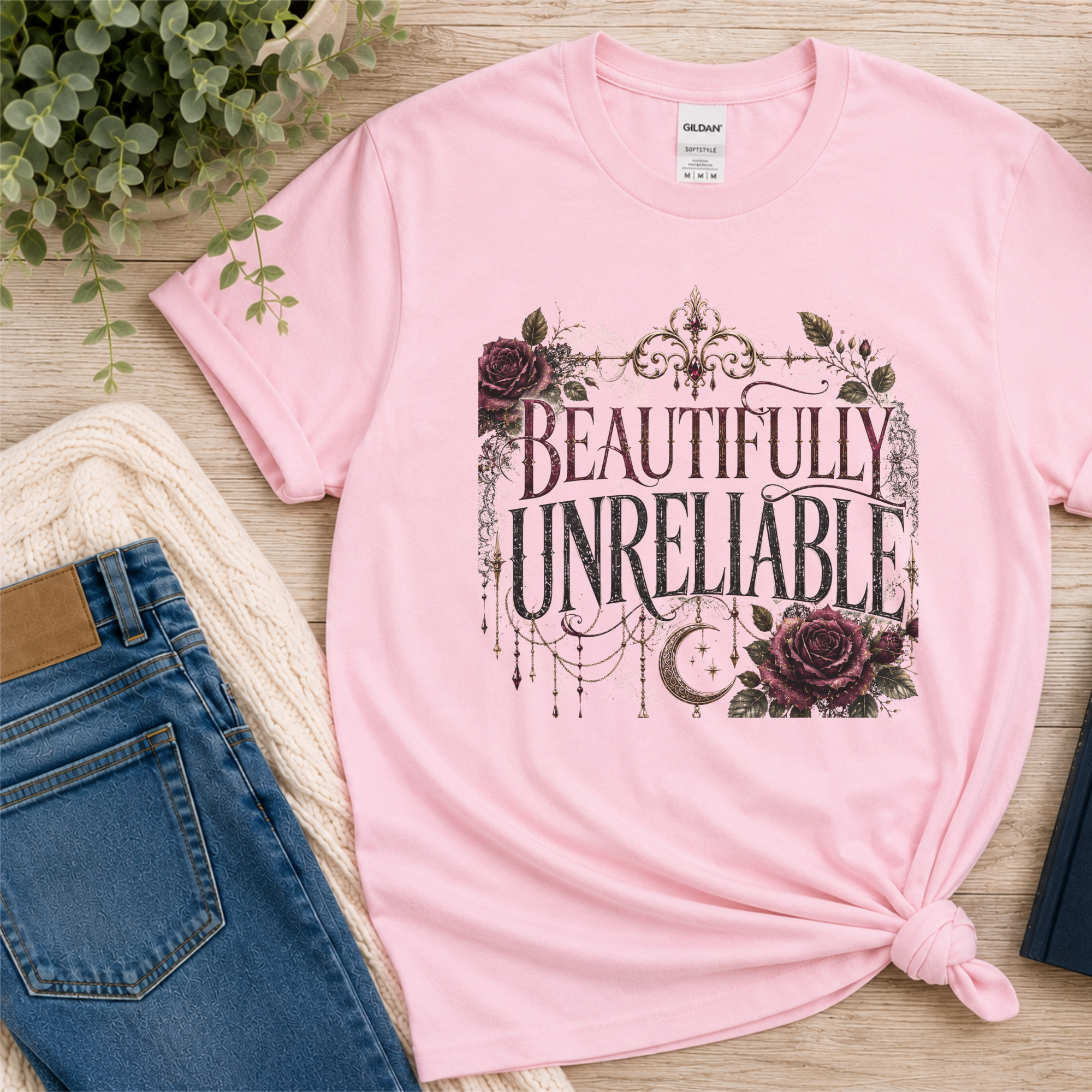Beautifully Unreliable Shirt, Dark Romance T-Shirt, Gothic Book Lover Gift, Psychological Thriller Reader Tee, Dark Academia Shirt