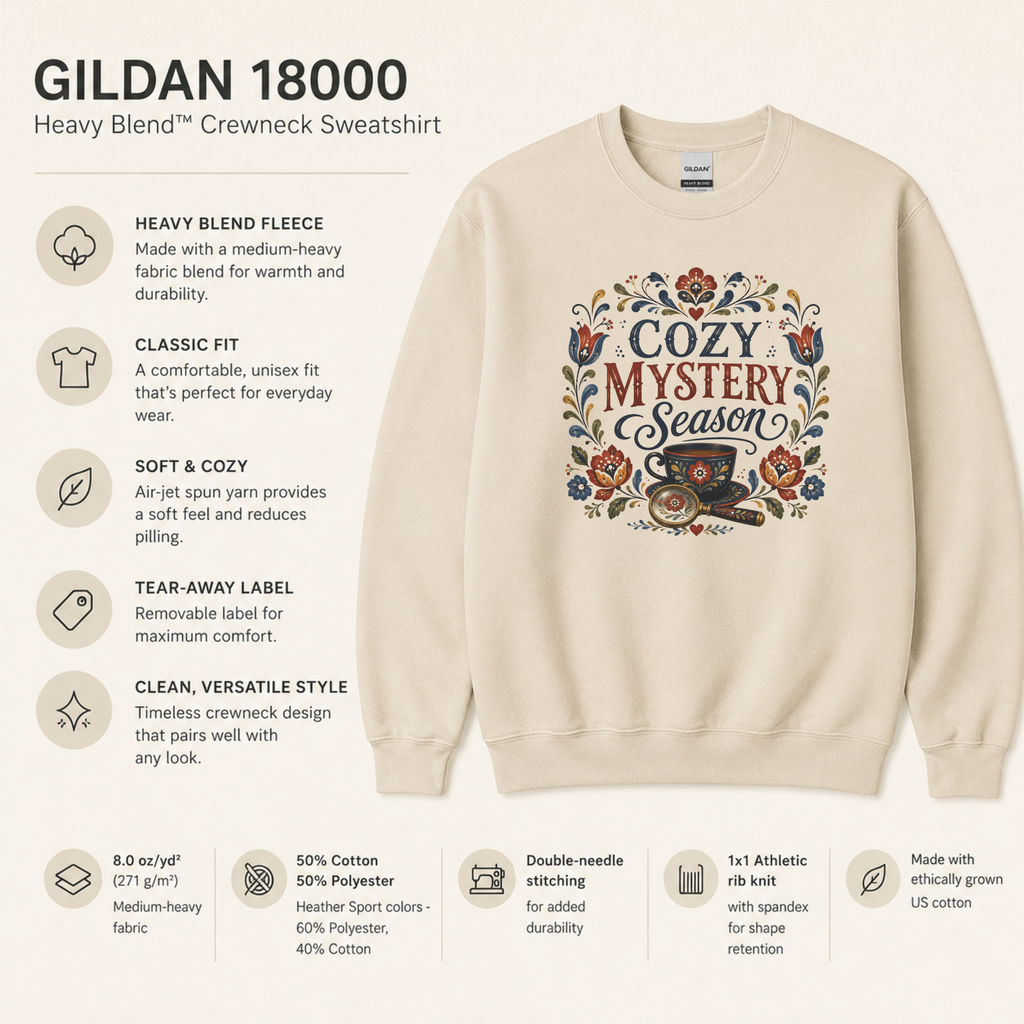 Cozy Mystery Season Sweatshirt, Book Lover Sweatshirt, Cozy Mystery Gift, Folk Art Bookish Sweatshirt