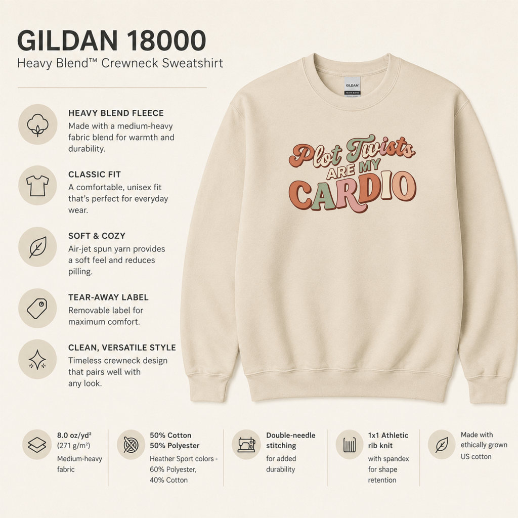 Plot Twists Are My Cardio Sweatshirt, Funny Book Lover Gift, Thriller Reader Crewneck, Reading Sweatshirt