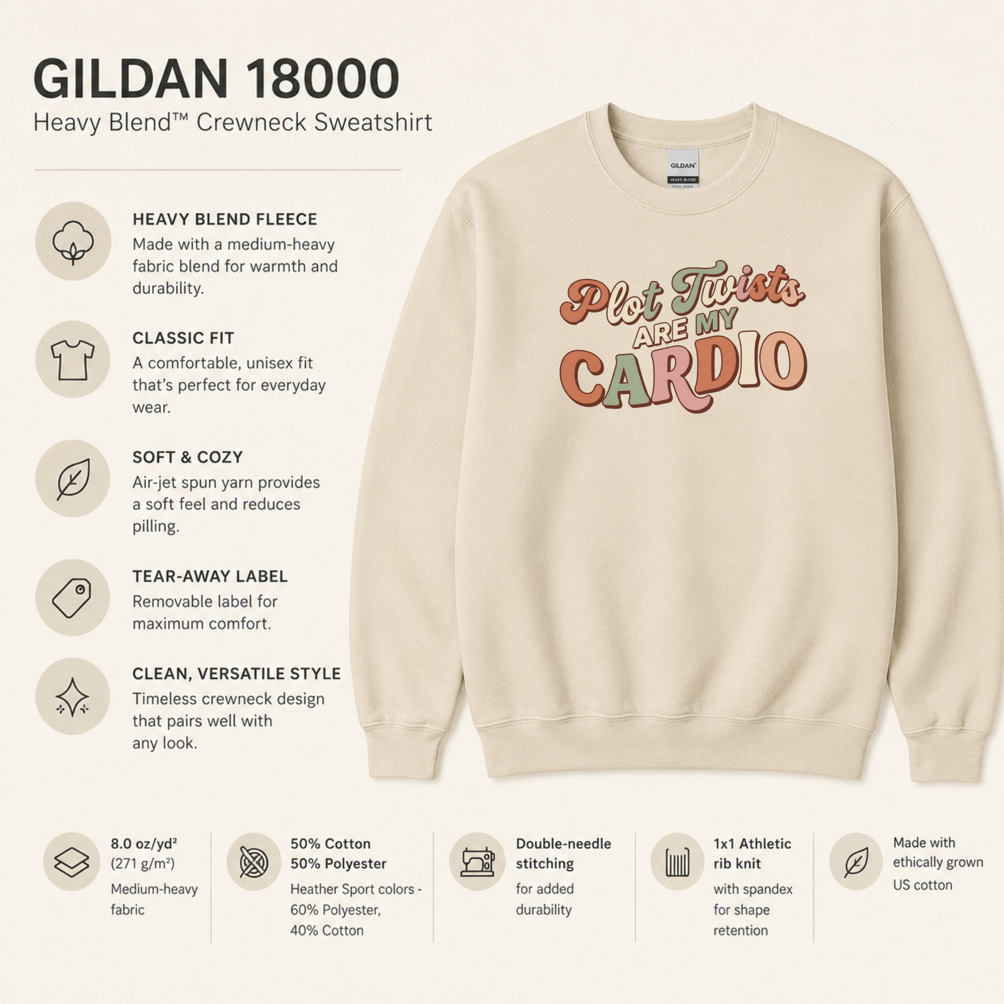 Plot Twists Are My Cardio Sweatshirt, Funny Book Lover Gift, Thriller Reader Crewneck, Reading Sweatshirt