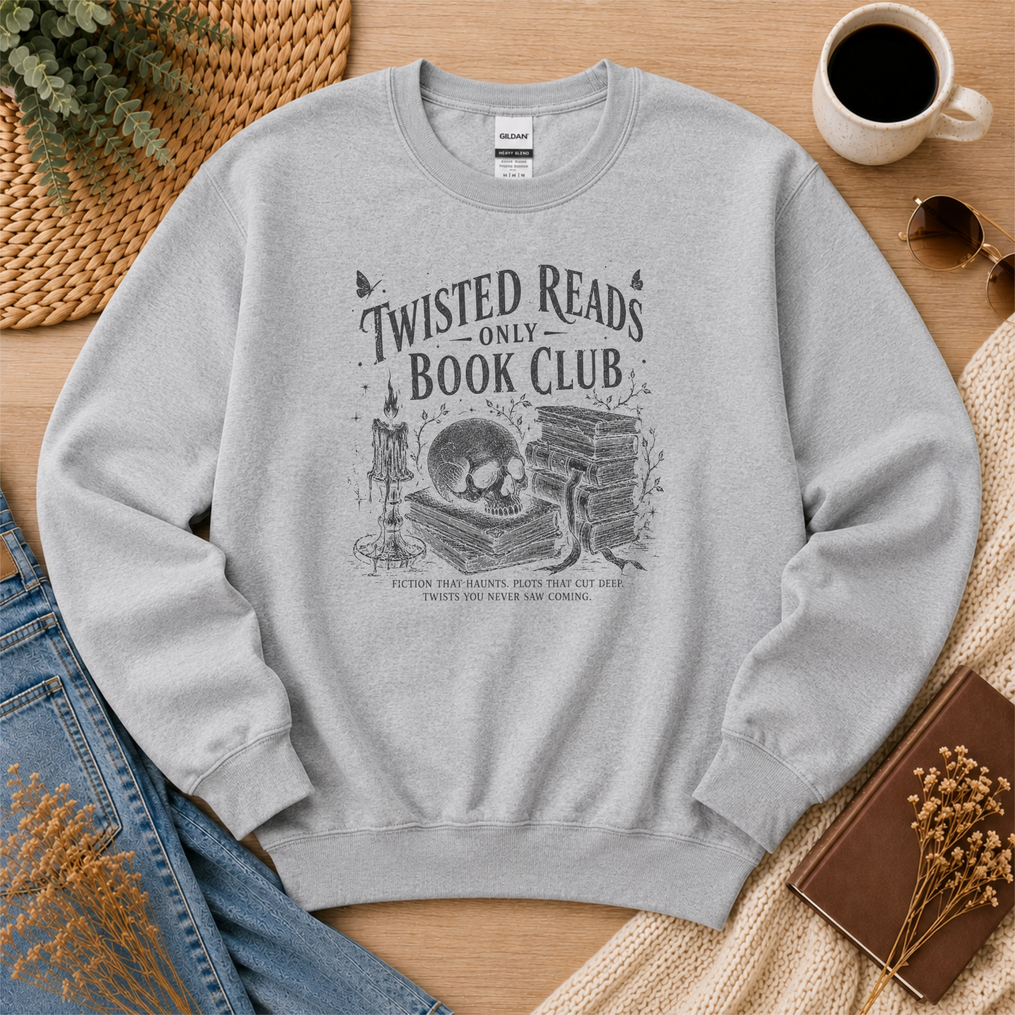 Twisted Reads Only Book Club Sweatshirt, Gothic Book Lover Crewneck, Thriller Reader Gift, Dark Academia Sweatshirt