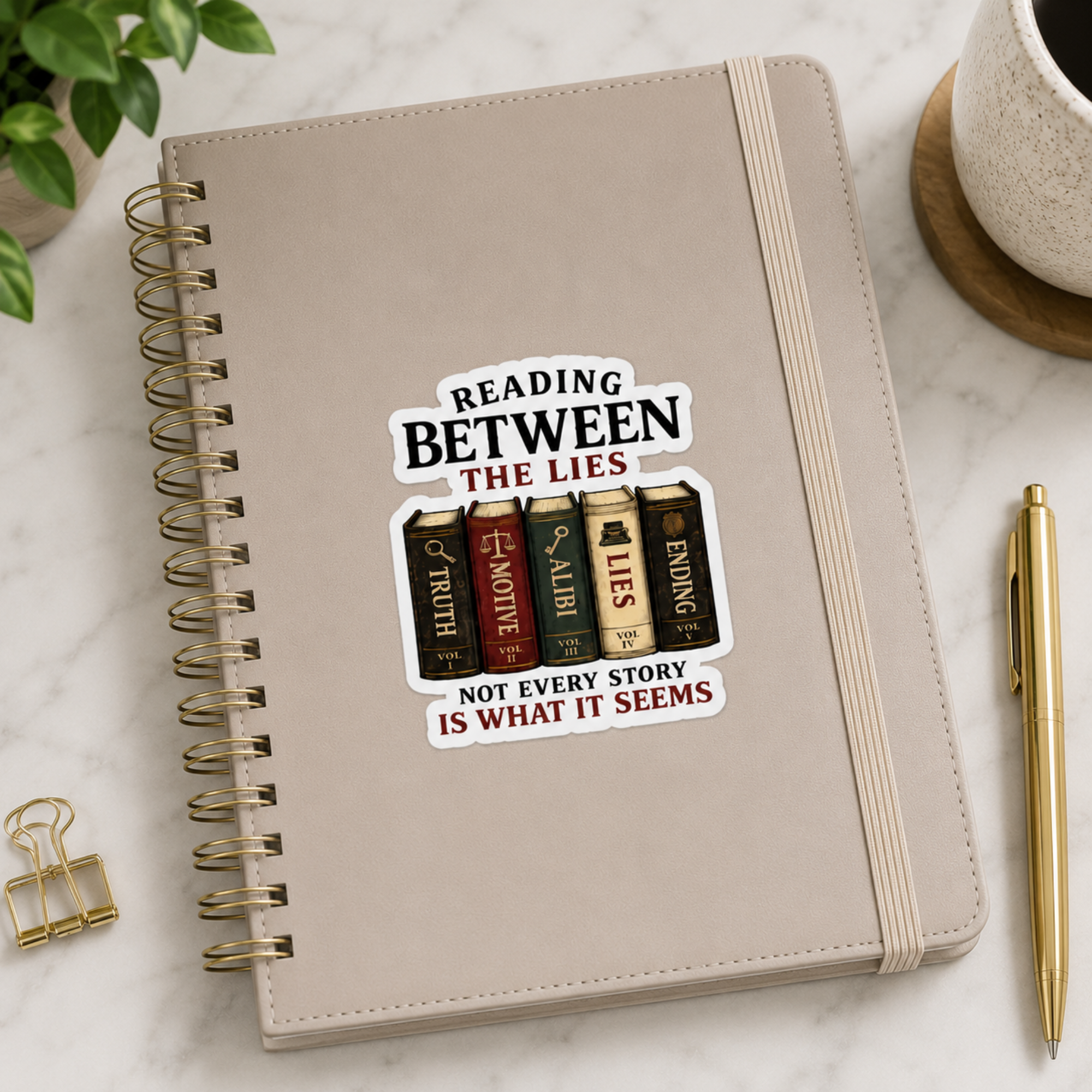 Reading Between the Lies Sticker, Thriller Book Lover Sticker, Mystery Reader Gift, Bookish Vinyl Decal, Kindle Laptop Water Bottle