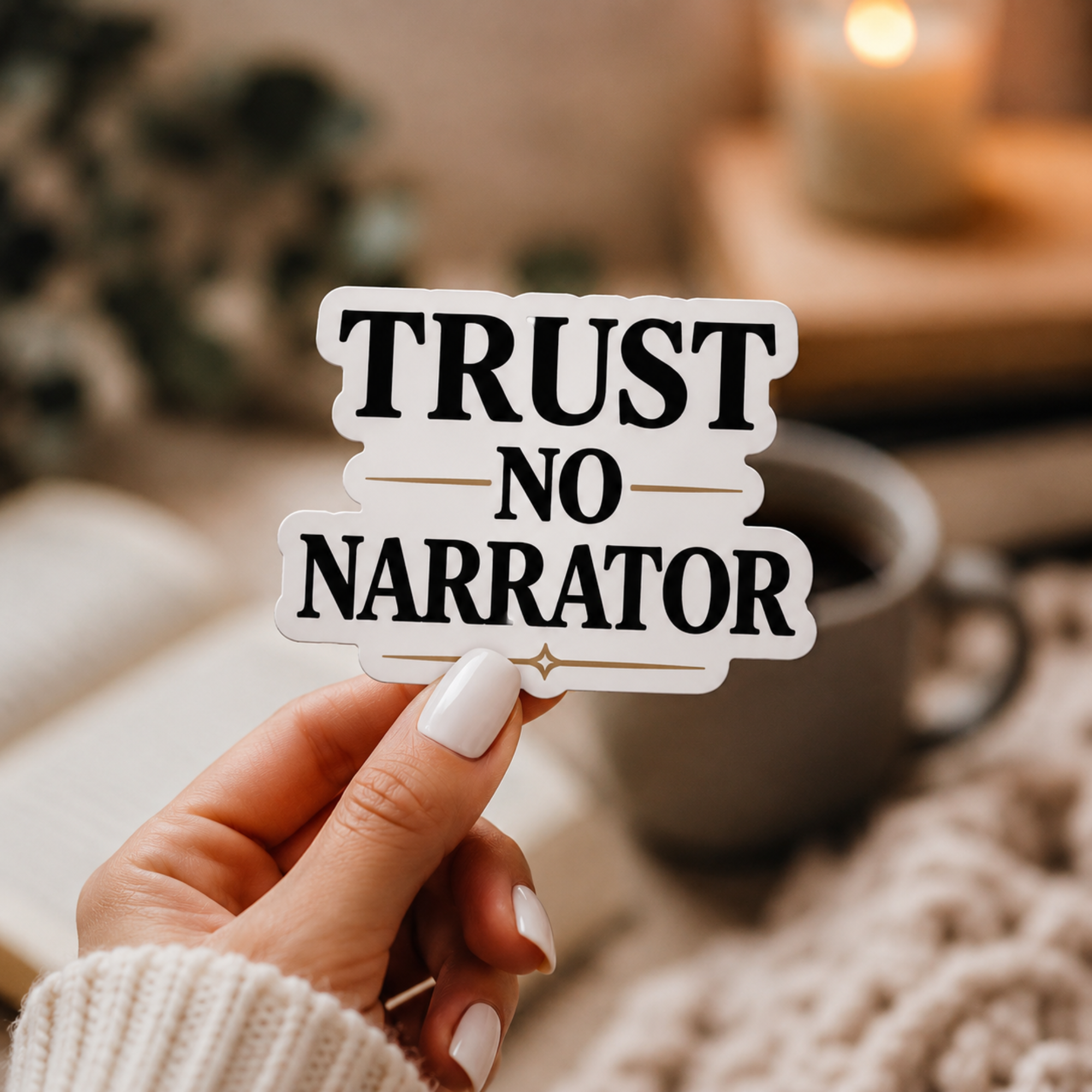 Trust No Narrator Sticker, Psychological Thriller Reader Gift, Mystery Book Lover Vinyl Sticker, Laptop Kindle Journal Decal