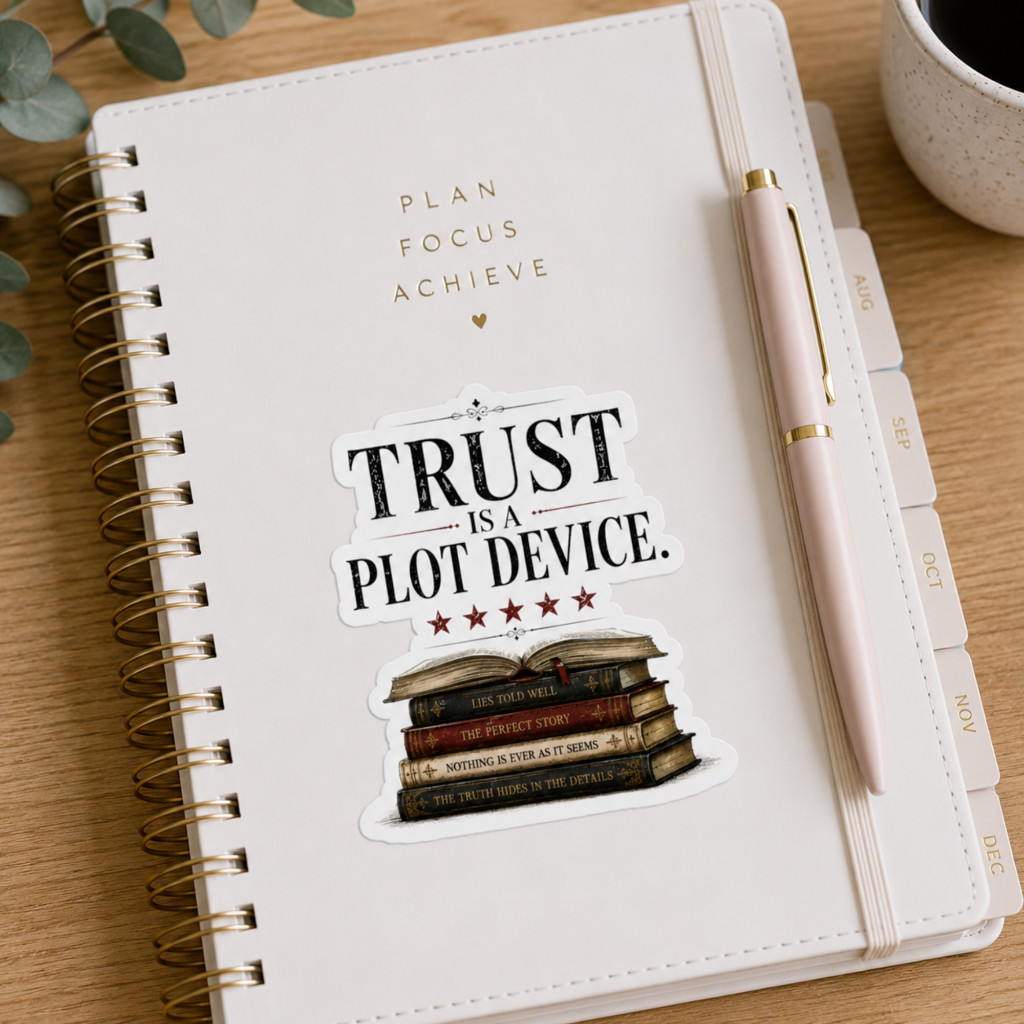 Trust Is a Plot Device Sticker, Mystery Reader Sticker, Psychological Thriller Book Lover Gift, Book Stack Vinyl Decal, Kindle Sticker